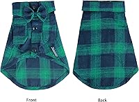 Vista 2 de Camisa a cuadros para perro, ropa suave y casual para mascotas, camisa de algodón para perros con moño para bodas, trajes de Navidad