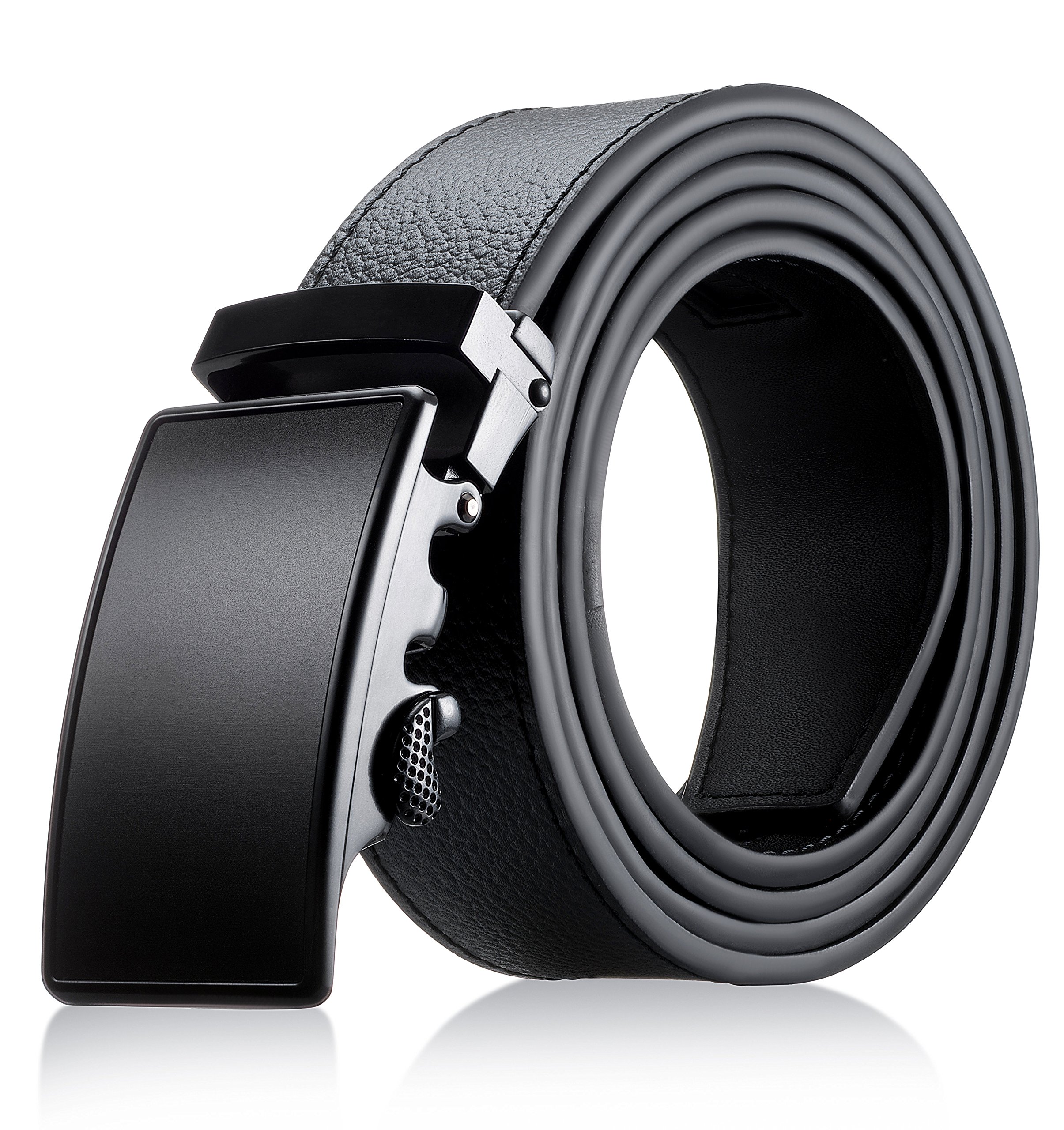 Men’s Genuine Leather Belt- Ratchet Black Dress Belts for Men with Automatic Buckle.…
