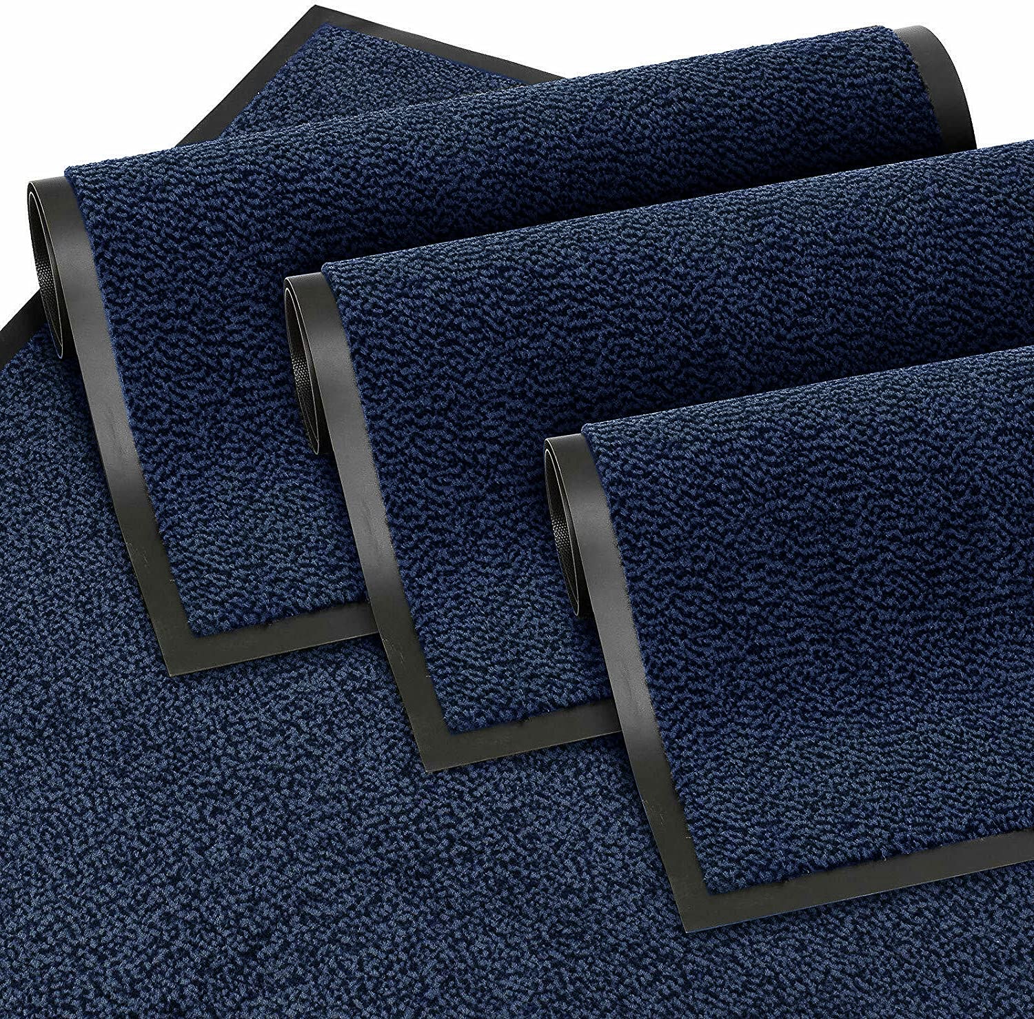 TrendMakers MEDIUM BLUE/BLACK NON SLIP DOOR MAT RUBBER BACKED PVC EDGED KITCHEN RUNNER FRONT DOOR ENTRANCE OUTSIDE DOORMAT PATIO RUG DIRT DEBRIS MUD TRAPPER WATERPROOF MAT(60 X 120 CM)