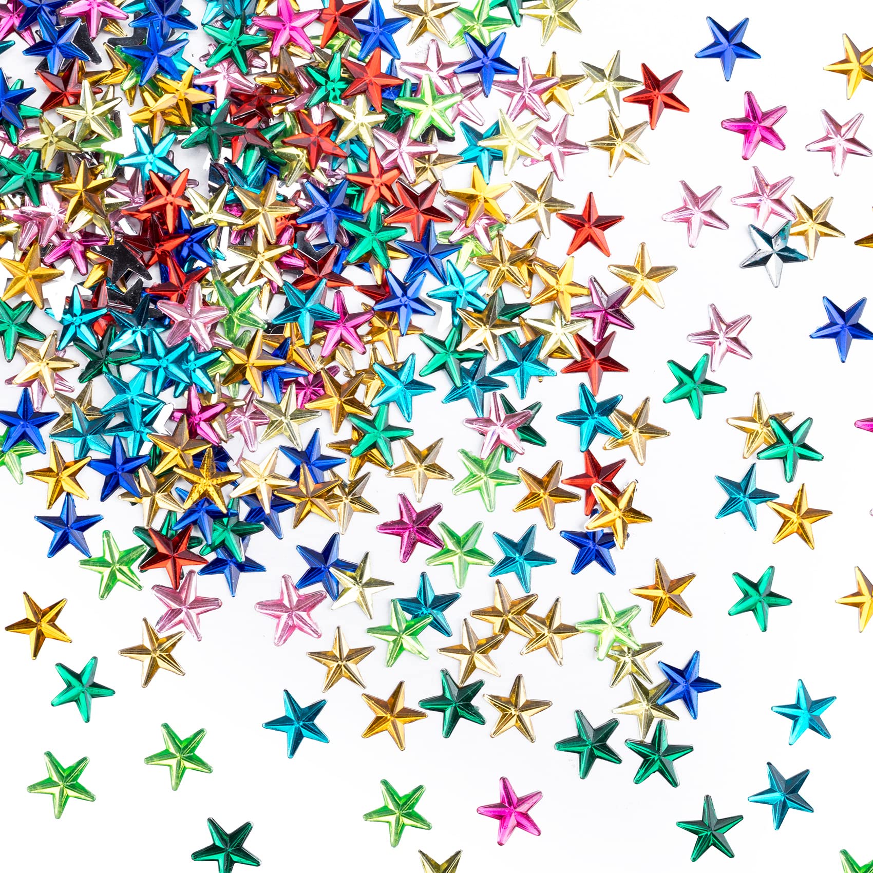 OIIKI 2000PCS 10mm Acrylic Rhinestone Star Embellishments, Mixed-Color Flatback Plastic Crystal Gem Stars, Christmas Decoration DIY Crafts for Making Jewelry, Earring, Necklace, Clothes (0.39in)