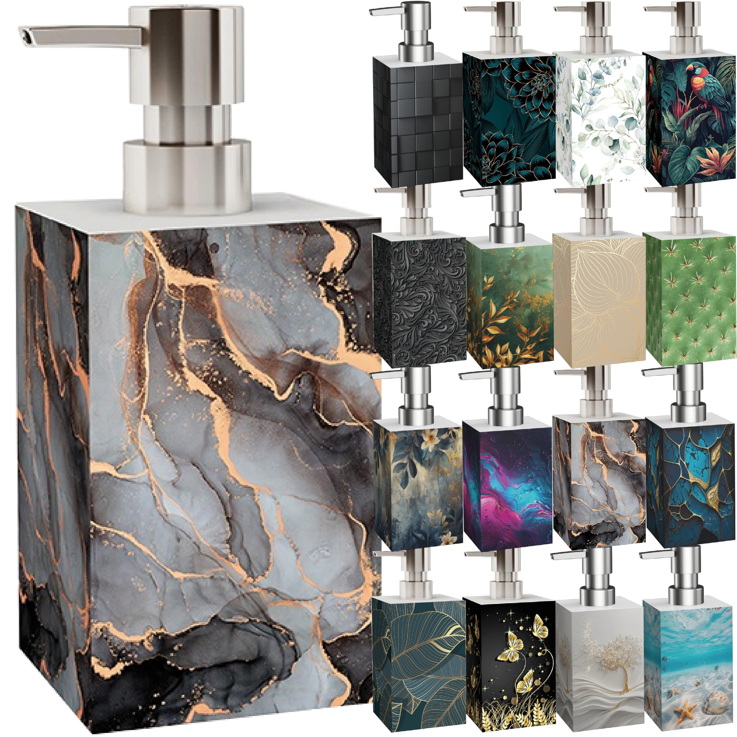 Sanilo Premium Soap Dispenser, Wide Choice of Beautiful Lotion Dispenser, Easy to Refill, Nice eyecatcher (Marble Abstract)