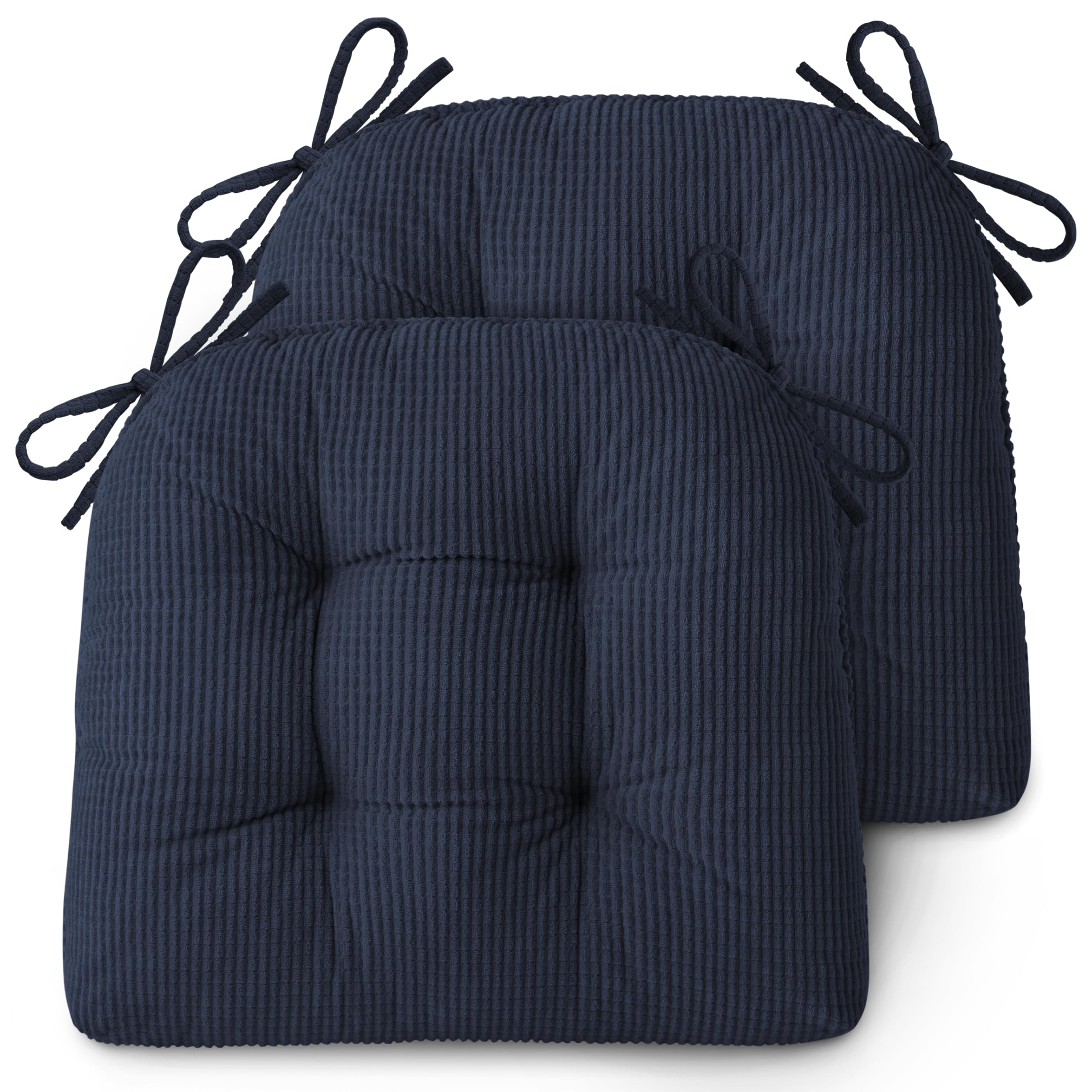 AddGrace Seat Cushions for Dining Chairs 46x42x8 cm Non-Slip Kitchen Chair Cushions Set of 2 Tufted Dining Seat Pads for Indoor Furniture and Restaurant Blue