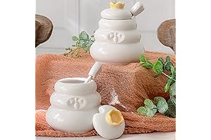 Kate Aspen Ceramic Bee Hive Mini Honey Jar & Wooden Honey Dipper...
