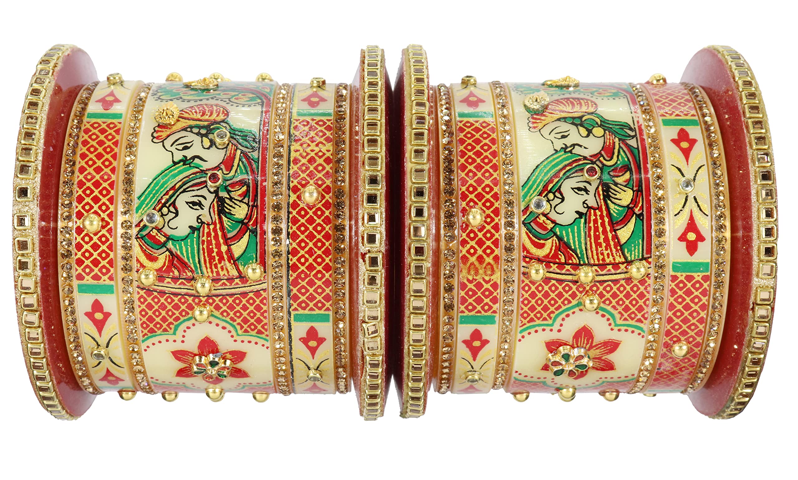 NMII Golden Traditional Acrylic Plastic Chuda Set For Bridal Women & Girls with Zircon Stone & Beads | Bridal Bangles For Wedding | Plastic Chura Set Punjabi Bangles,(Chuda86-2.8), Pack Of 18 Bangle (B09TH4NL9K) Amazon Price History, Amazon Price Tracker