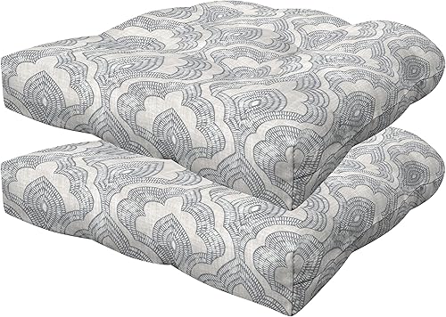 Honeycomb Revello Cojín de asiento contorneado de lino para interiores y exteriores relleno de fibra reciclada, resistente a la intemperie, cómodo y