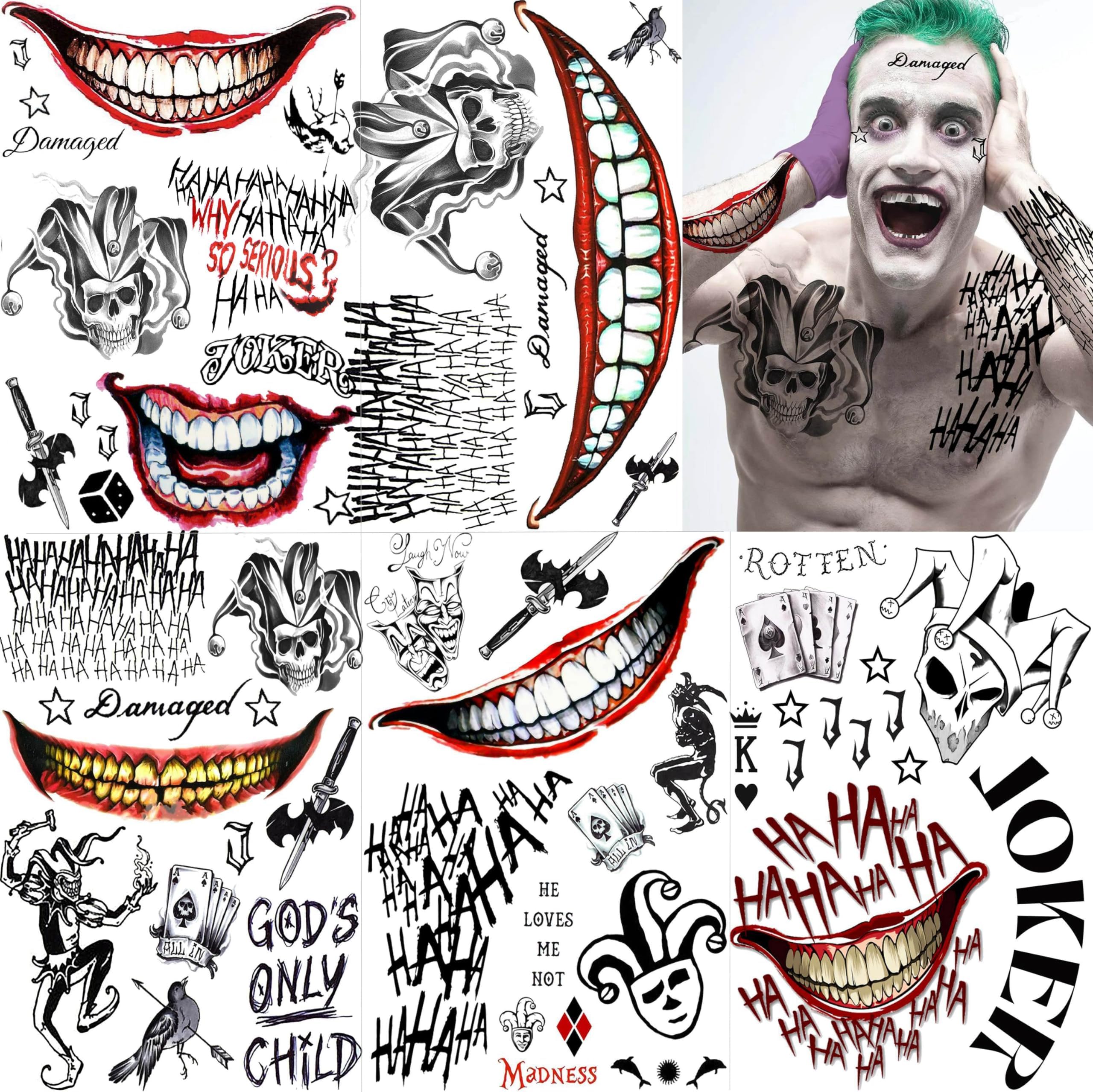 Amazon.com : 8 Sheets Joker and HQ Tattoos, BASUWU Large-Size ...