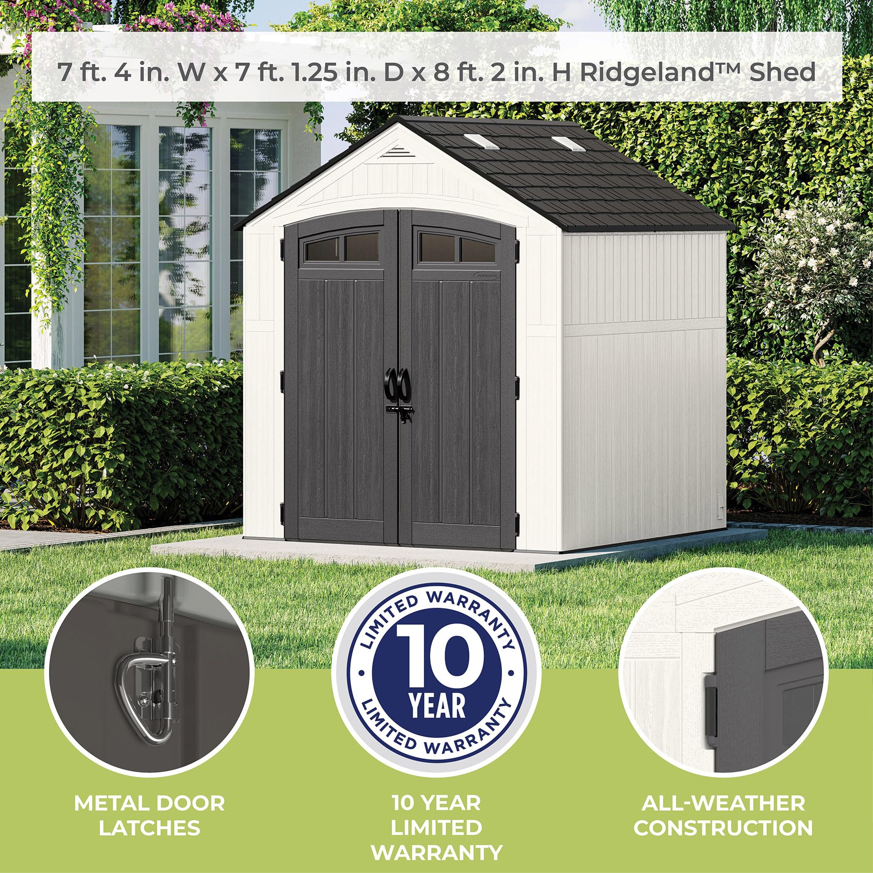 Suncast 7' x 7' Ridgeland Storage Shed for LargeScale Yard Storage