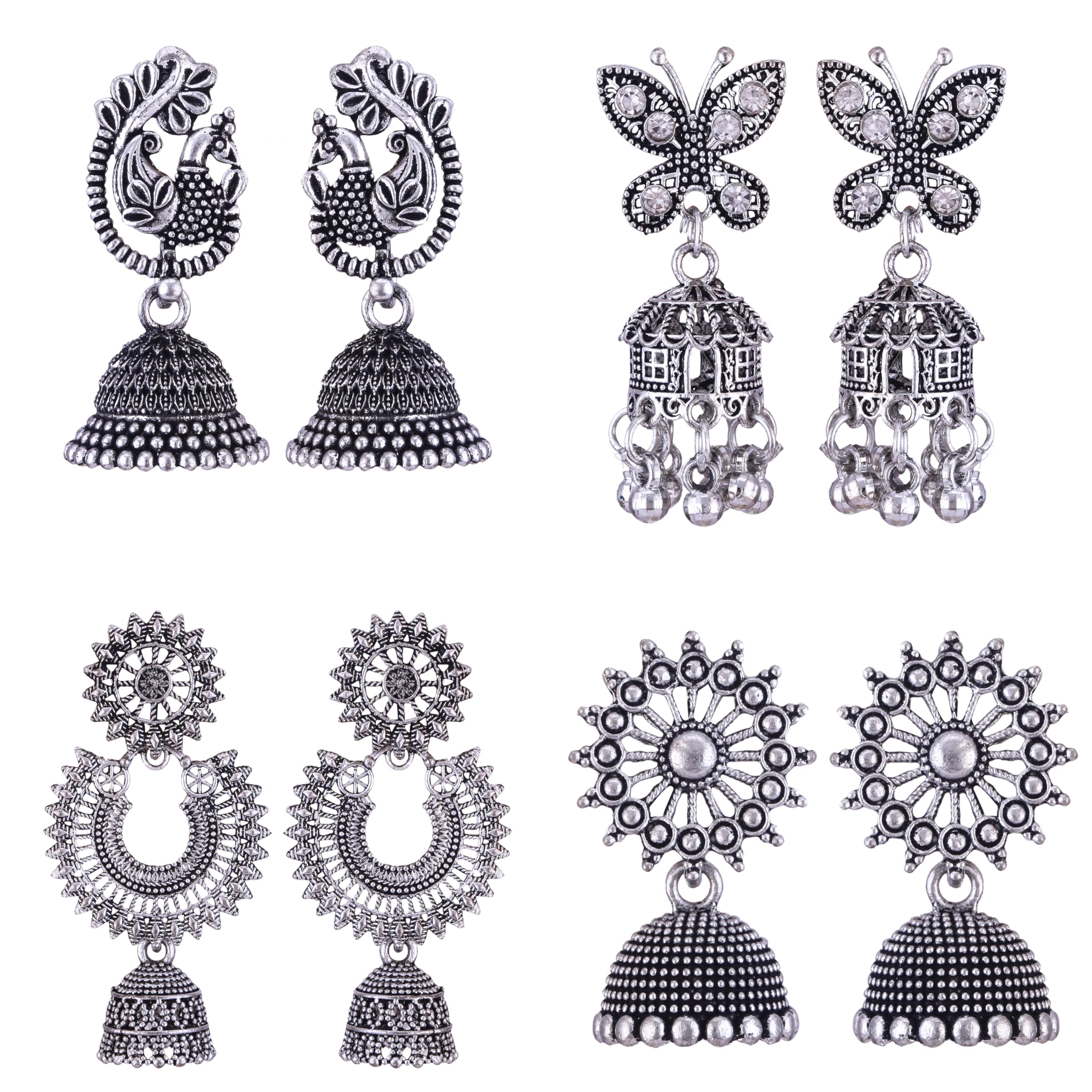 MEENAZ earrings for women fashion jhumka oxidised Silver Earrings for women Combo chandbali pearl stylish Butterfly jhumkas traditional Jhumki Peacock Earrings For girls South Temple Ear Rings -M165 (B0CLYPTXG3) Amazon Price History, Amazon Price Tracker