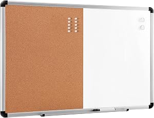 Amazon Basics Combo Magnetic Whiteboard Dry Erase Board/Cork Board 36" x 24"