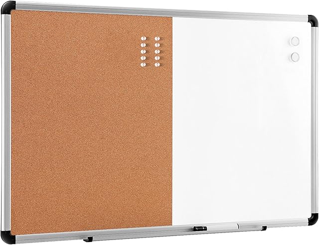 Amazon Basics Combo Magnetic Whiteboard Dry Erase Board/Cork Board 90 cm x 60 cm