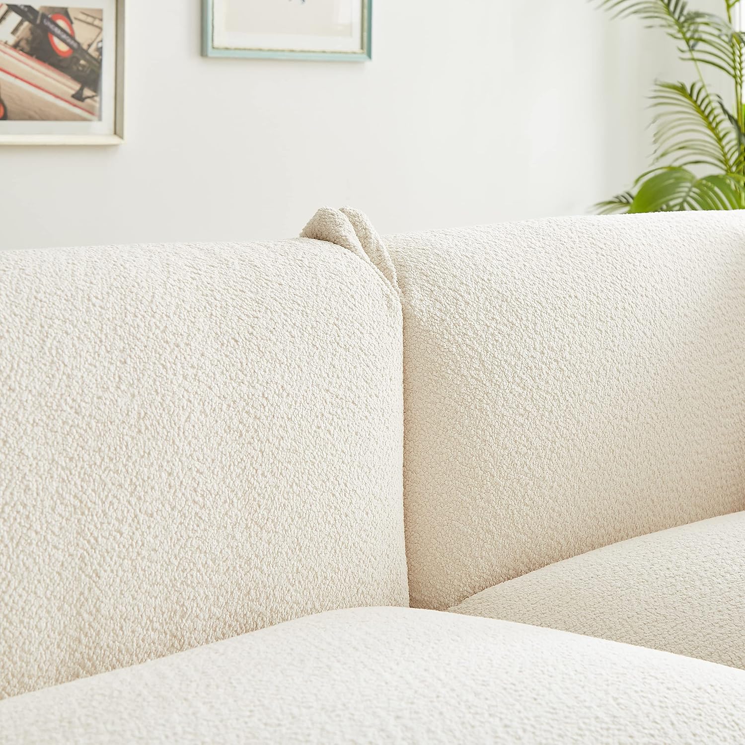 KEIKI 86" Upholstered Loveseats Sofa with 2 Pillows and Metal Legs, Modern Style Oversized 2-Seater Couch with High-Density Foam Cushions, Easy Assembly, for Apartment, Living Room, White