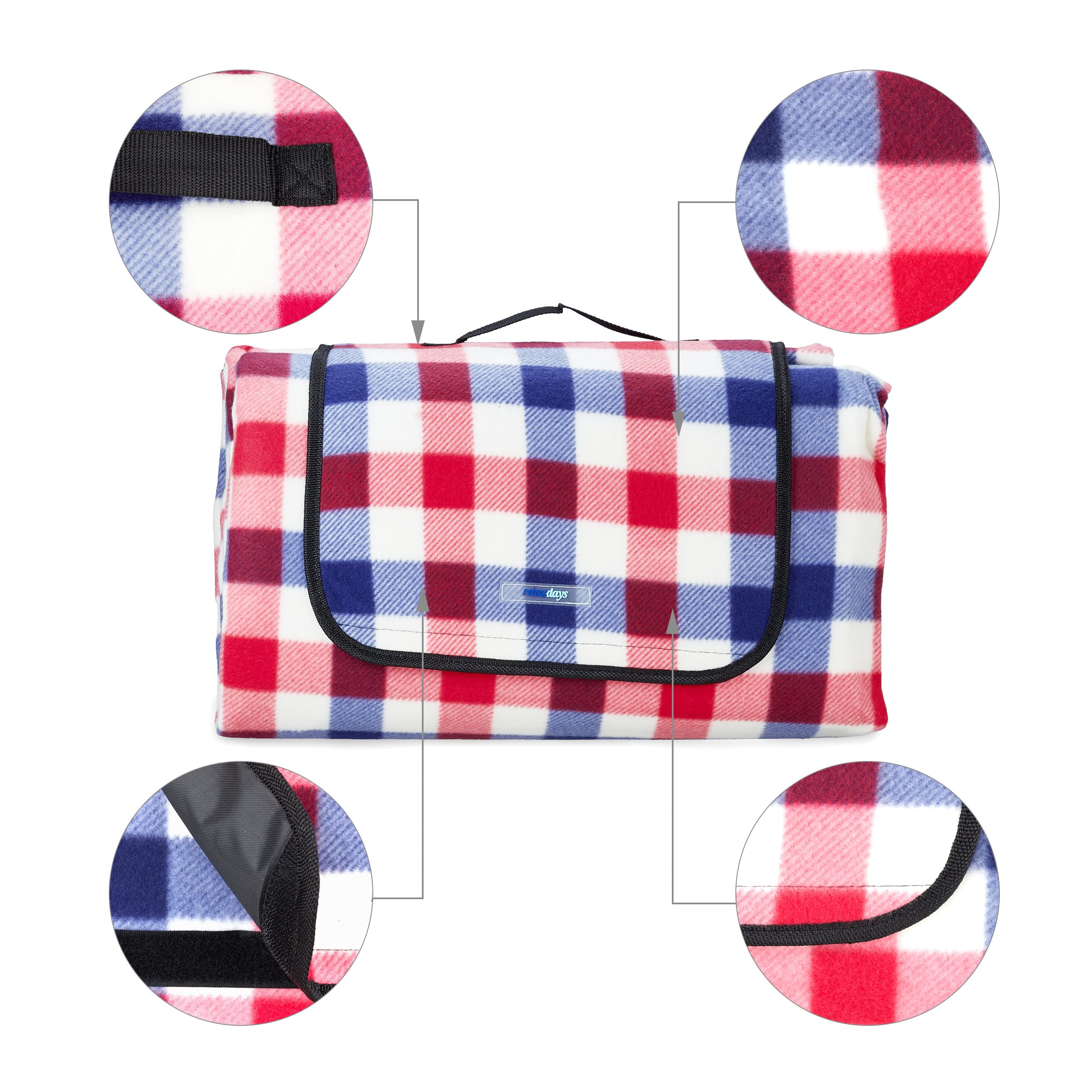 Strandtent Relaxdays Relaxdays XXL Picknickkleed 200x300 Cm - Waterdichte Onderkant, Geïsoleerd - Voor Strand, Park & Camping Picknickkleed Met Haringen