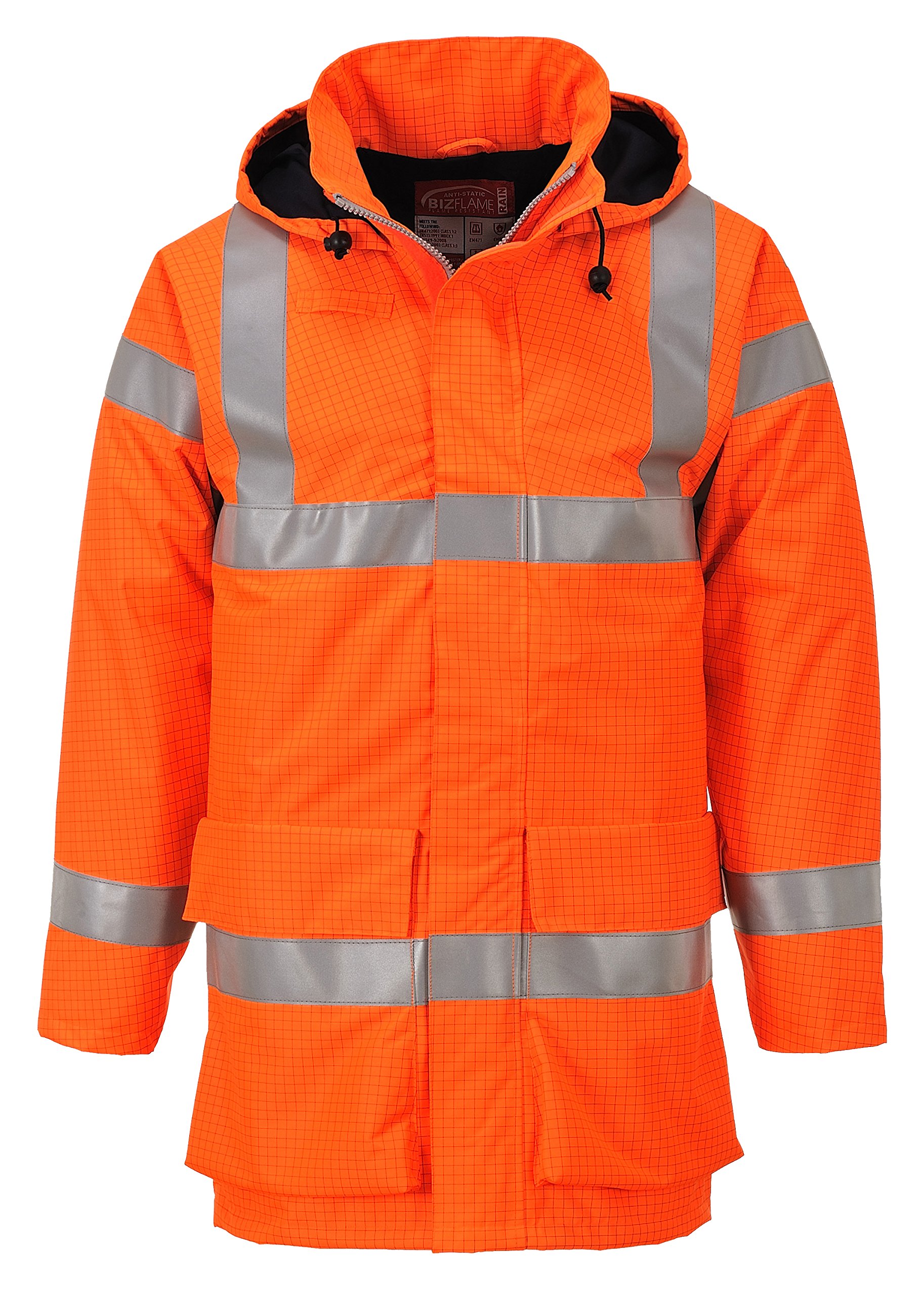 Bizflame Orange Hi Vis Flame Resistant Rain Multi Lite Jacket