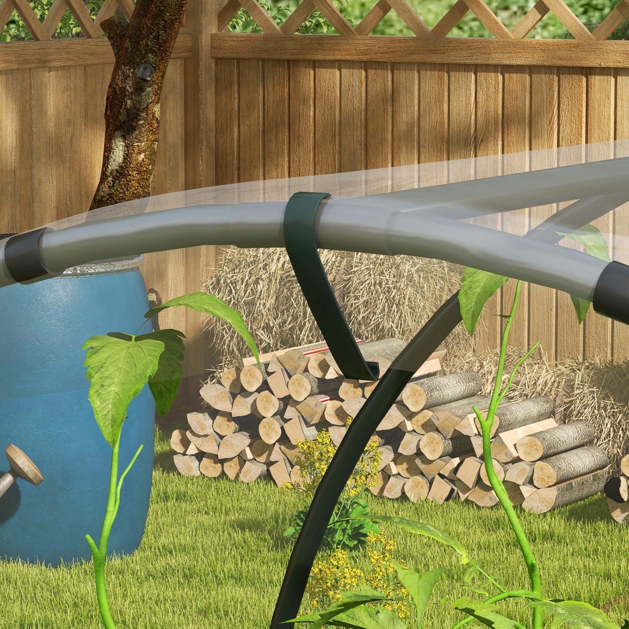 Outsunny Garden serra per pomodori 6 x 1,23 x 1,71 m 7 cerchi in acciaio - telo in plastica