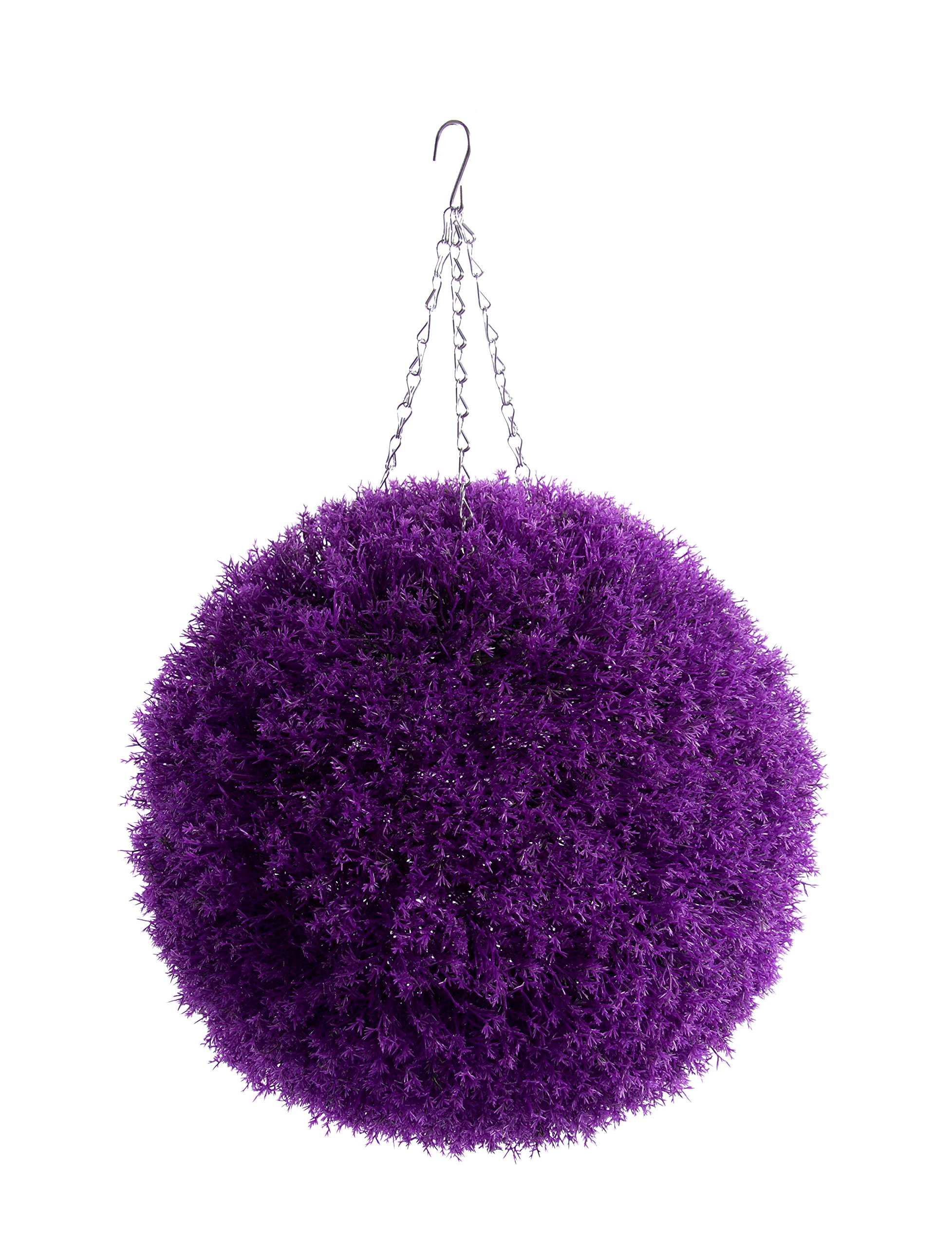 Best Artificial Large 36cm Purple Heather Ball Grass Hanging Topiary Flower Basket - UV Fade Protected