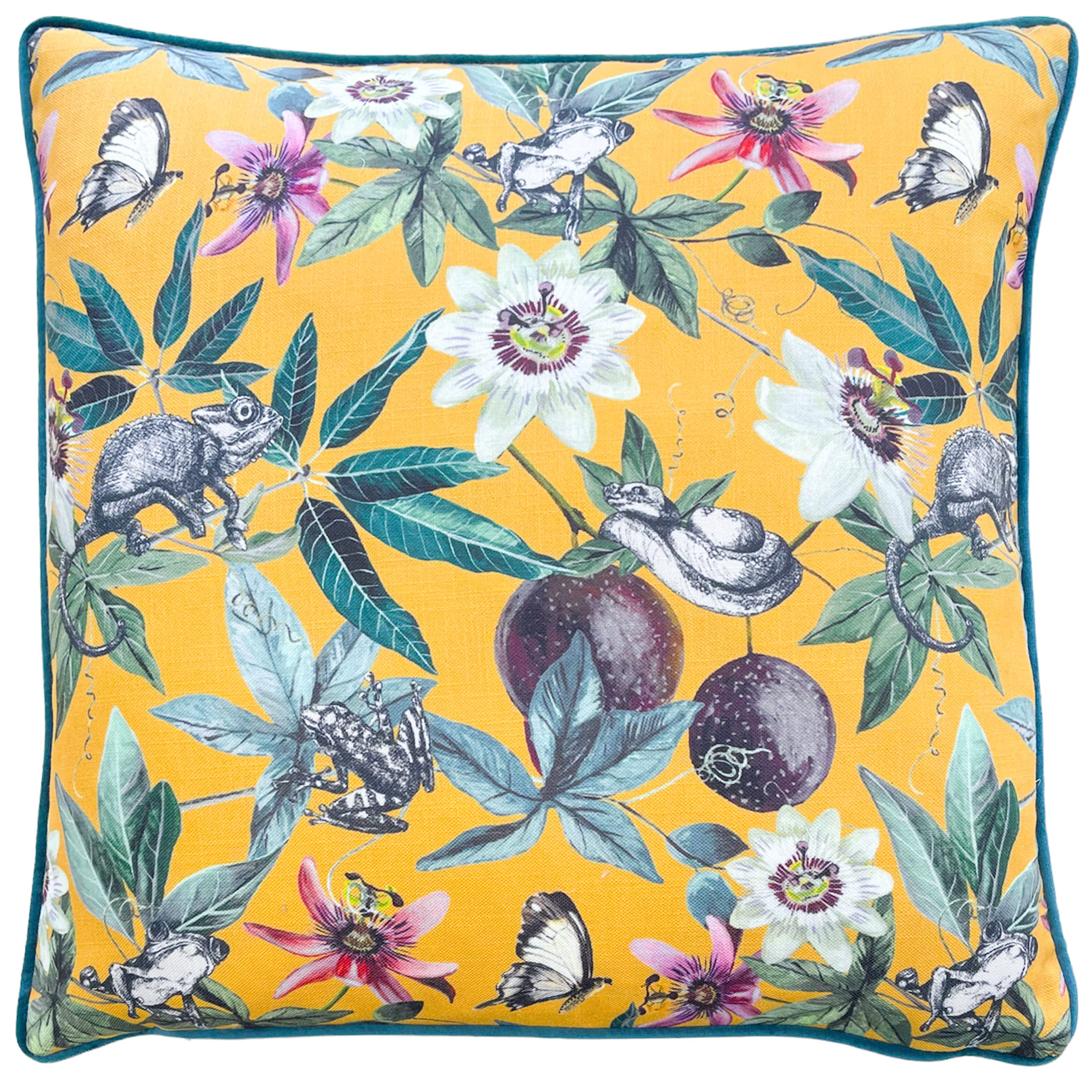 Furn. Yellow Wylder Tropics Wild Passion Creatures Cushion Cover,