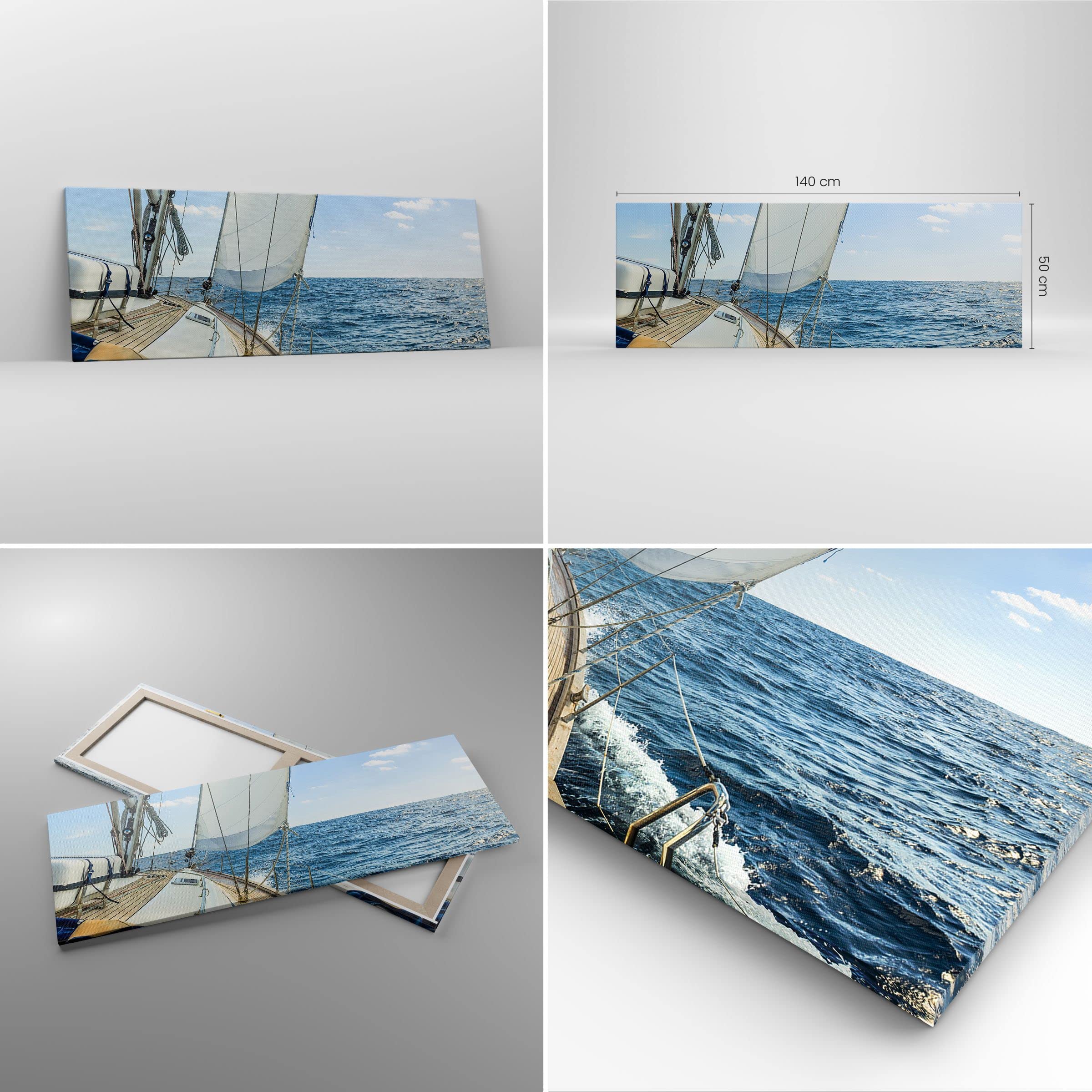 ARTTOR Leinwandbild 140x50cm Wandbild Landschaften Maritim - 3647 | Meer Kreuzfahrt Segeln Panorama Groß XXL Wanddekoration Wohnzimmer Schlafzimmer Wanddeko Wand Kunstdruck Wandkunst ARTTOR