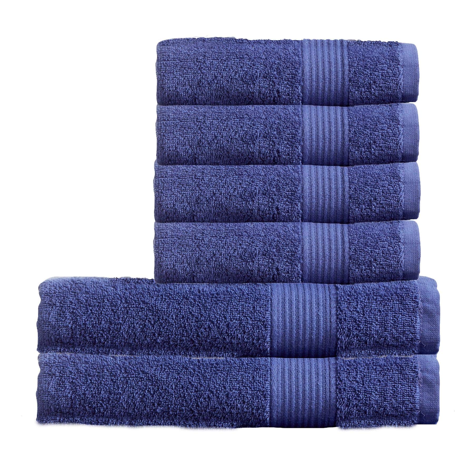 Olivia Rocco Egyptian Cotton Towels Home Bathroom Towel Set Bale Fade Resistant 500gsm Home Collection Bales Bath Sets, 2 Bath and 4 Hand Towels Cobalt