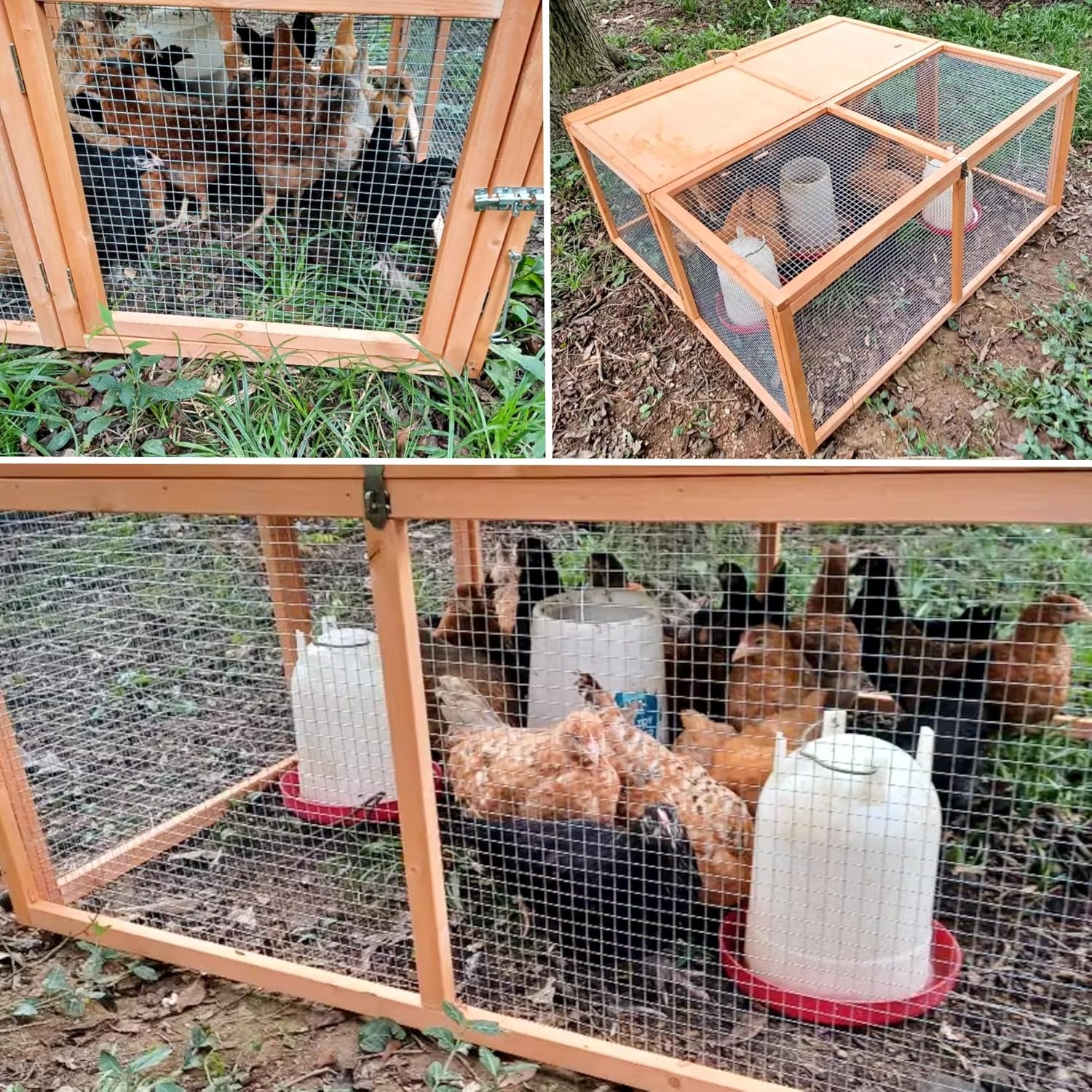 Chicken Coop Run Rabbit Cage No Assembly Portable Chicken Run Bunny House with Top & Side Opening Doors,Outdoor Small Animal Playpen Wooden Chicken Brooder Box Guinea Pig Cage 45"x 42"x 20"