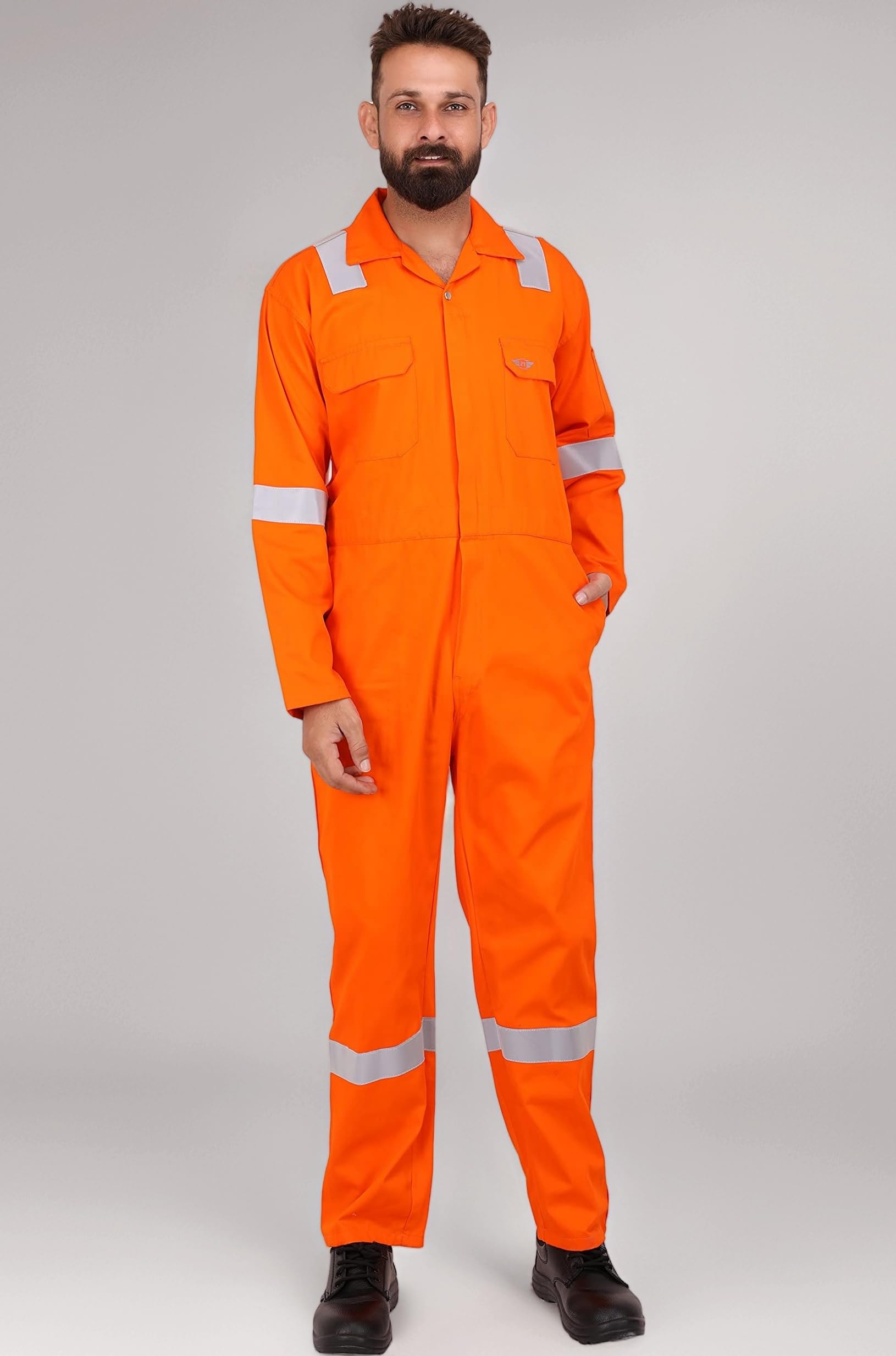 CLUB TWENTY ONE Men's Cotton Coverall for Industrial and Protective Use with Certified Reflective Tape