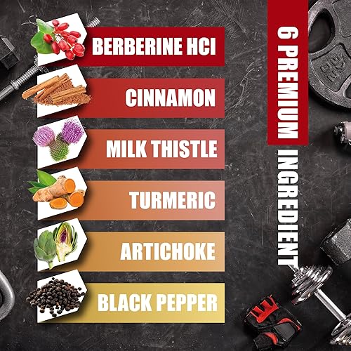 Miniatura 4 de Berberine HCl, 150 cápsulas  Además de canela de Ceilán, cúrcuma, cardo mariano, alcachofa, pimienta negra, berberina HCI Root Supplements píldoras