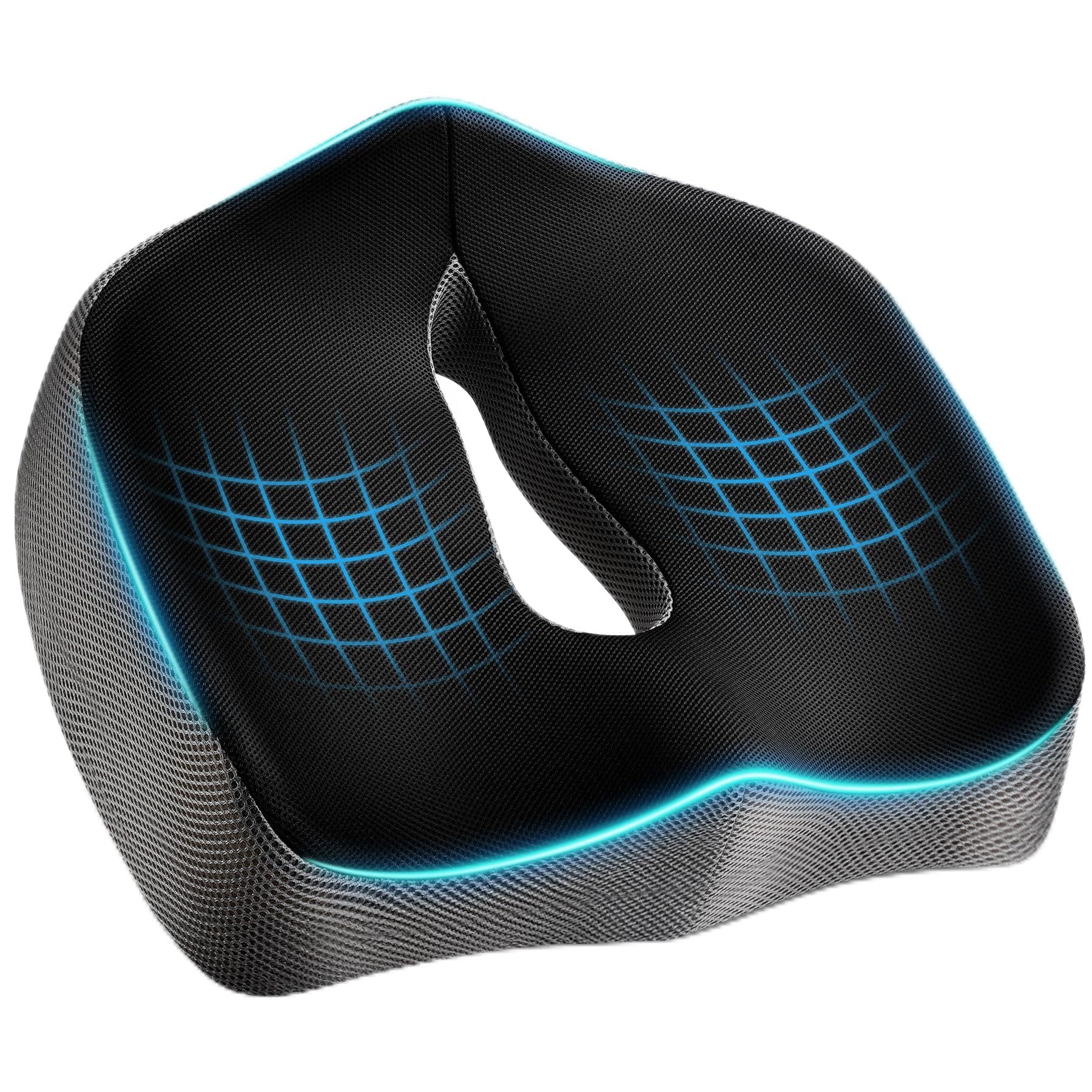 POOTACK Cuscino Sedia Ufficio - Cuscino Sedile Auto e Ufficio, Cuscini per Sedie con Memory Foam, Rivestimento Traspirante e Base Antiscivolo