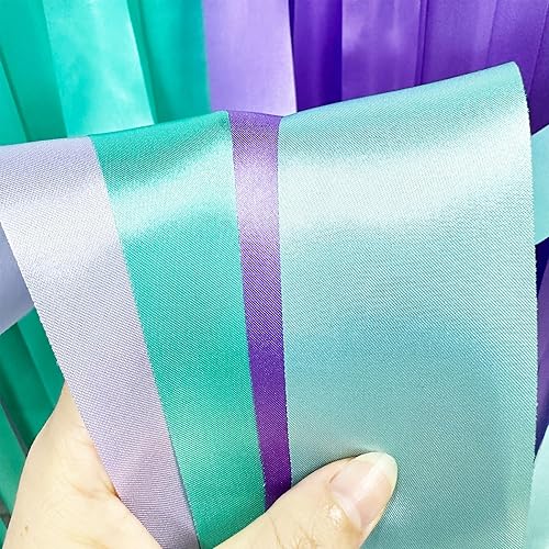 Miniatura 4 de Decoraciones de fiesta de sirena, cortina colgante de flecos de cinta verde azulado y morado, guirnalda de globos para cumpleaños, baby shower,