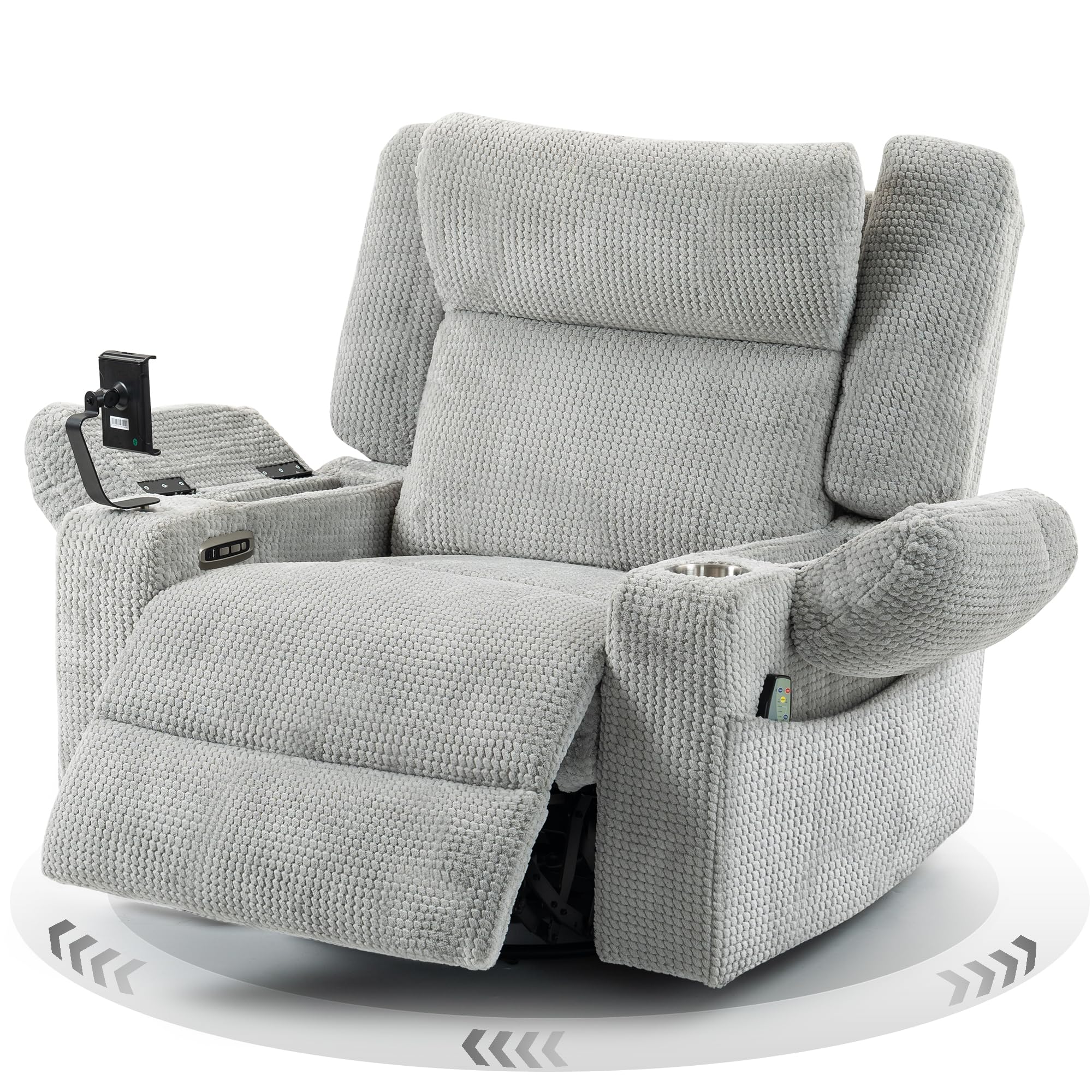 SINCRUMI Swivel Rocker Recliner Light Grey