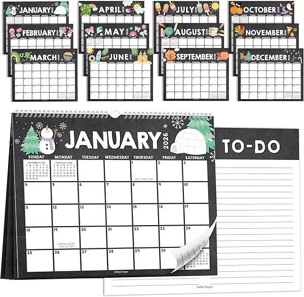 2026 Wall Calendar Large - Spiral Wall Calendars 2026-2027, 18 Months Calendar from January 2026 to June 2027, Hanging Calendars for Home, Office, Classroom, Chalkboard Monthly Planner