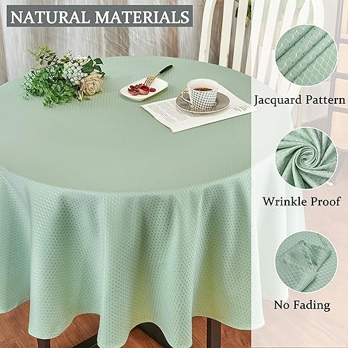Miniatura 3 de Mantel redondo de poliéster resistente al agua y las manchas, lavable, mantel de tela para mesa de cocina y comedor (redondo de 70 pulgadas, color