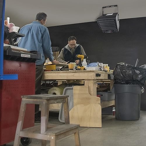 Miniatura 13 de Comfort Zone Calentador de garaje con cable duro de 10,000 W - Soporte de techo industrial y comercial, calentador forzado por ventilador de 240 V