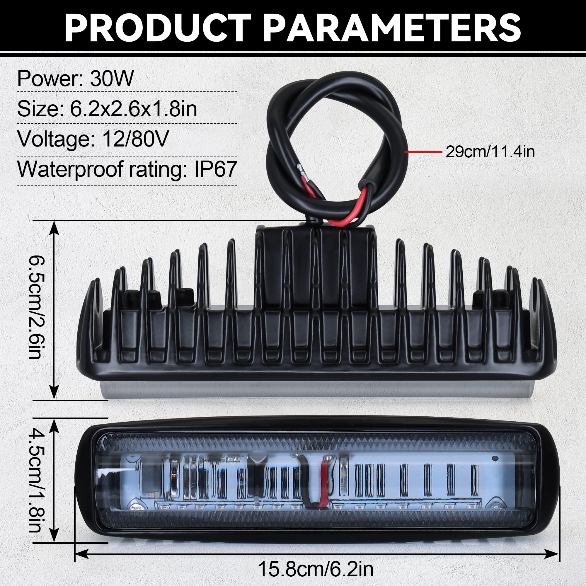 Dinfu Lampe de sécurité LED 30 W pour chariot élévateur - Lumière d'avertissement - DC 12-80 V - Rouge