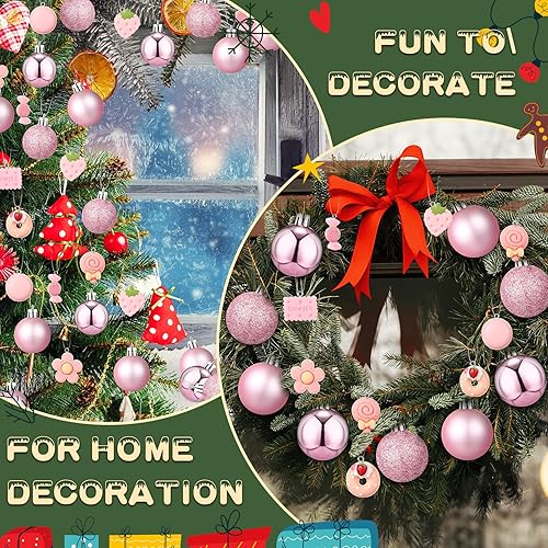 Miniatura 6 de Juego de adornos de bolas de Navidad, incluye 24 bolas de árbol de Navidad y 24 mini dijes de resina para árboles de Navidad, bodas, fiestas,