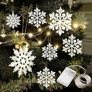 Sponsored Ad - 42 Pieces White Snowflake Ornaments Christmas Glitter Snowflake Ornament Christmas Tree Decorative Hanging ...