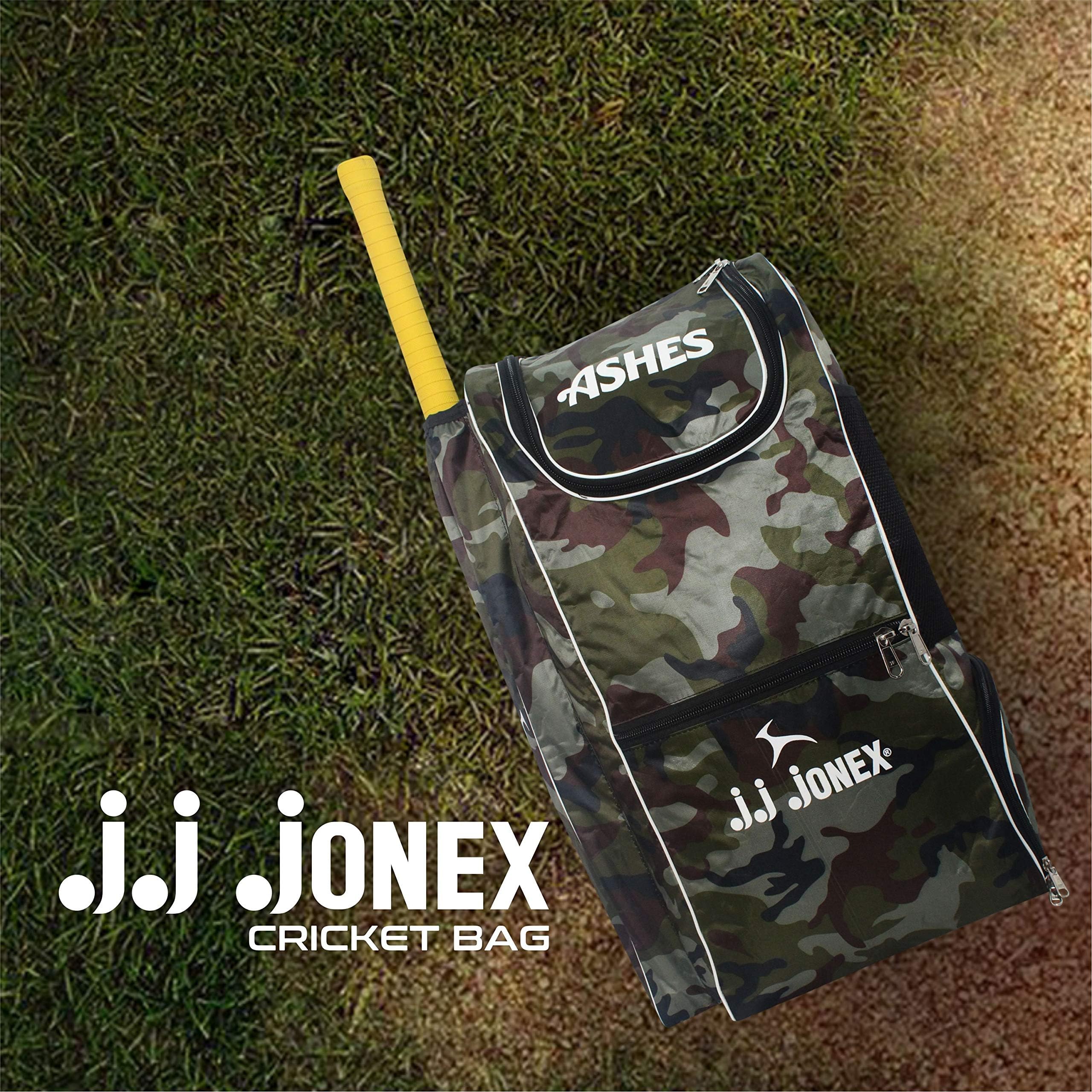 Jonex JJ Ashes Cricket Kit Bag with Shoe Compartment | Large Capacity Cricket Equipment Duffel | Heavy-Duty Zippers | Lightweight & Durable | Green