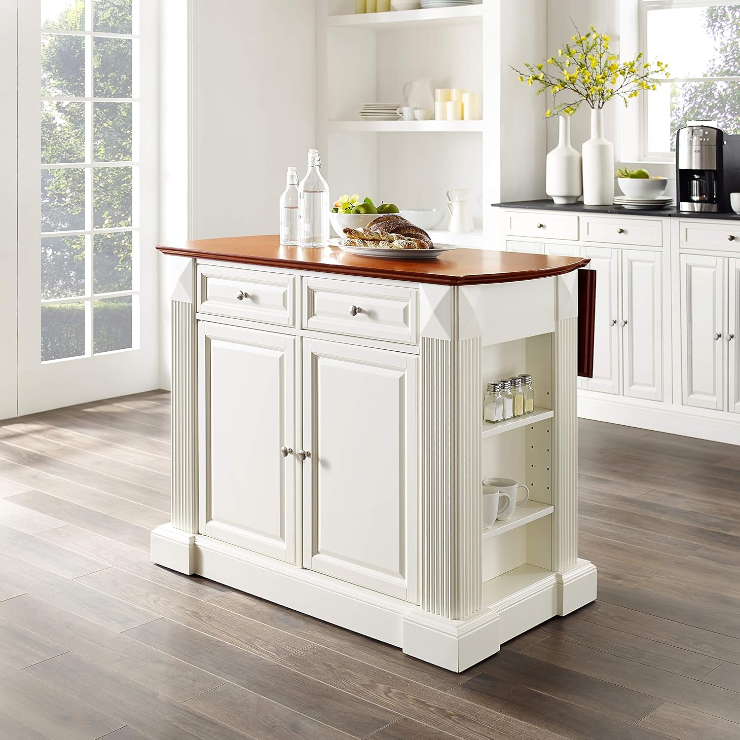 Crosley Furniture Drop Leaf Kitchen Island/Breakfast Bar, White Crosley Furniture Drop Leaf Kitchen Island/Breakfast Bar, White