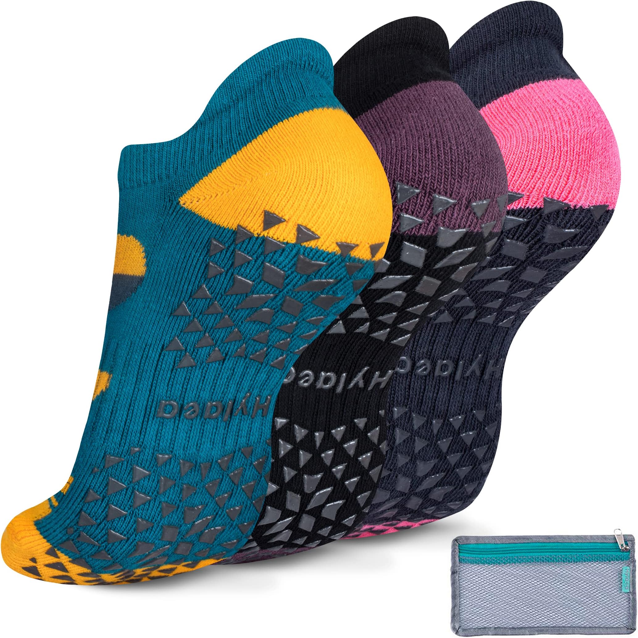 Hylaea Unisex Non Slip Grip Socks for Yoga, Hospital, Pilates, Barre | Ankle, Cushioned