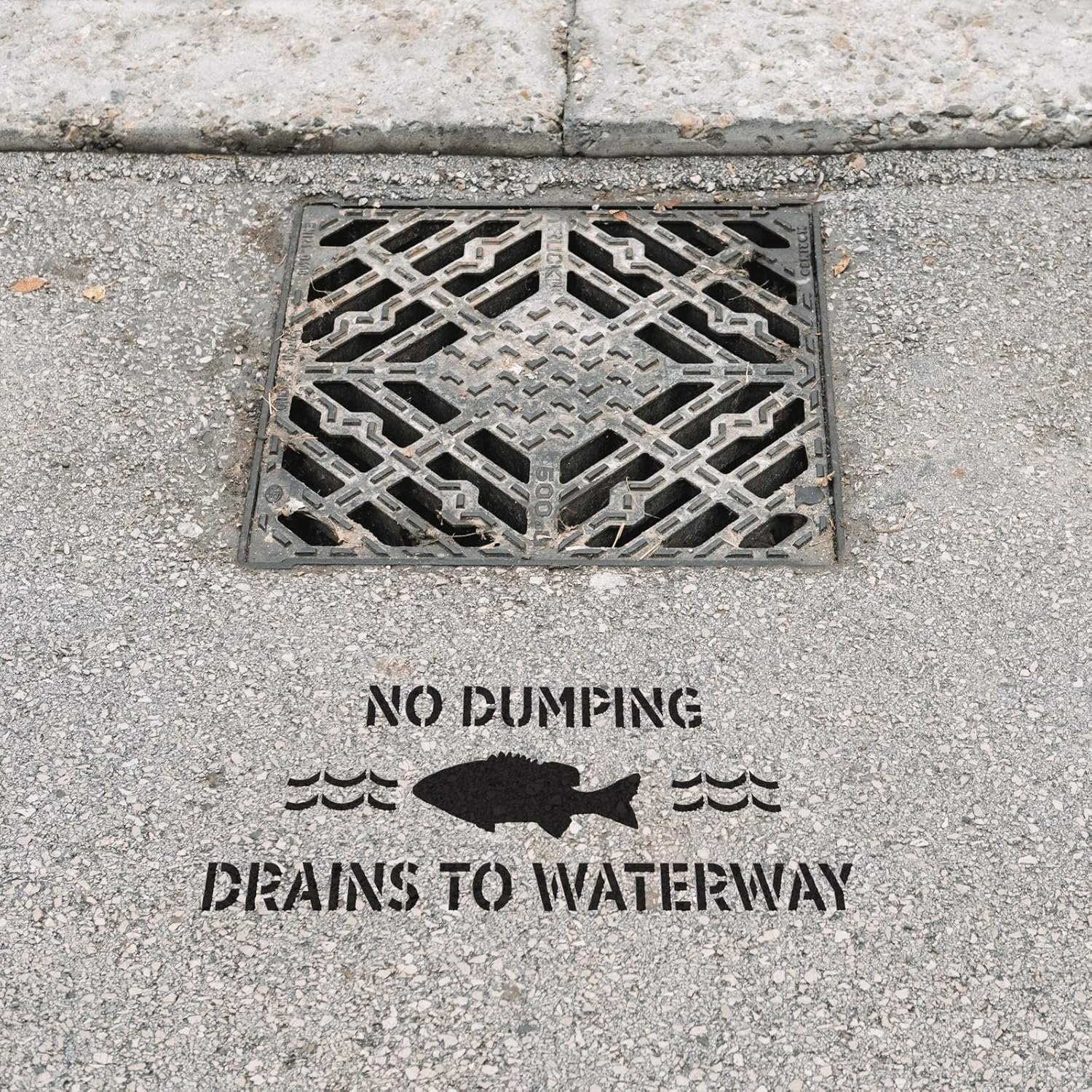 No Dumping Drains to Waterway Stencil - Mylar Stencils, Professional Sign Creation with Sign Stencils