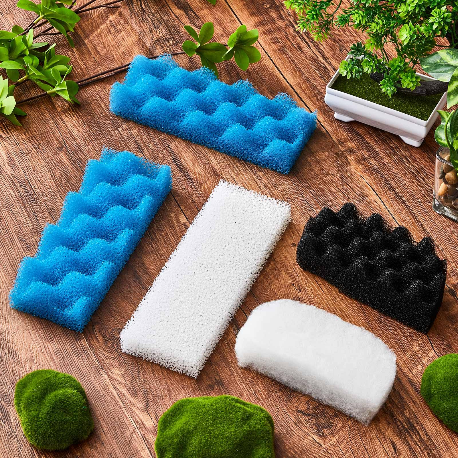 Threlaco Lot de 18 éponges compatibles avec les filtres d'aquarium 206/207, y compris tampon en mousse, tampon de polissage à l'eau Quick-Clear, mousse Max, pour média filtrant de rechange (classique)