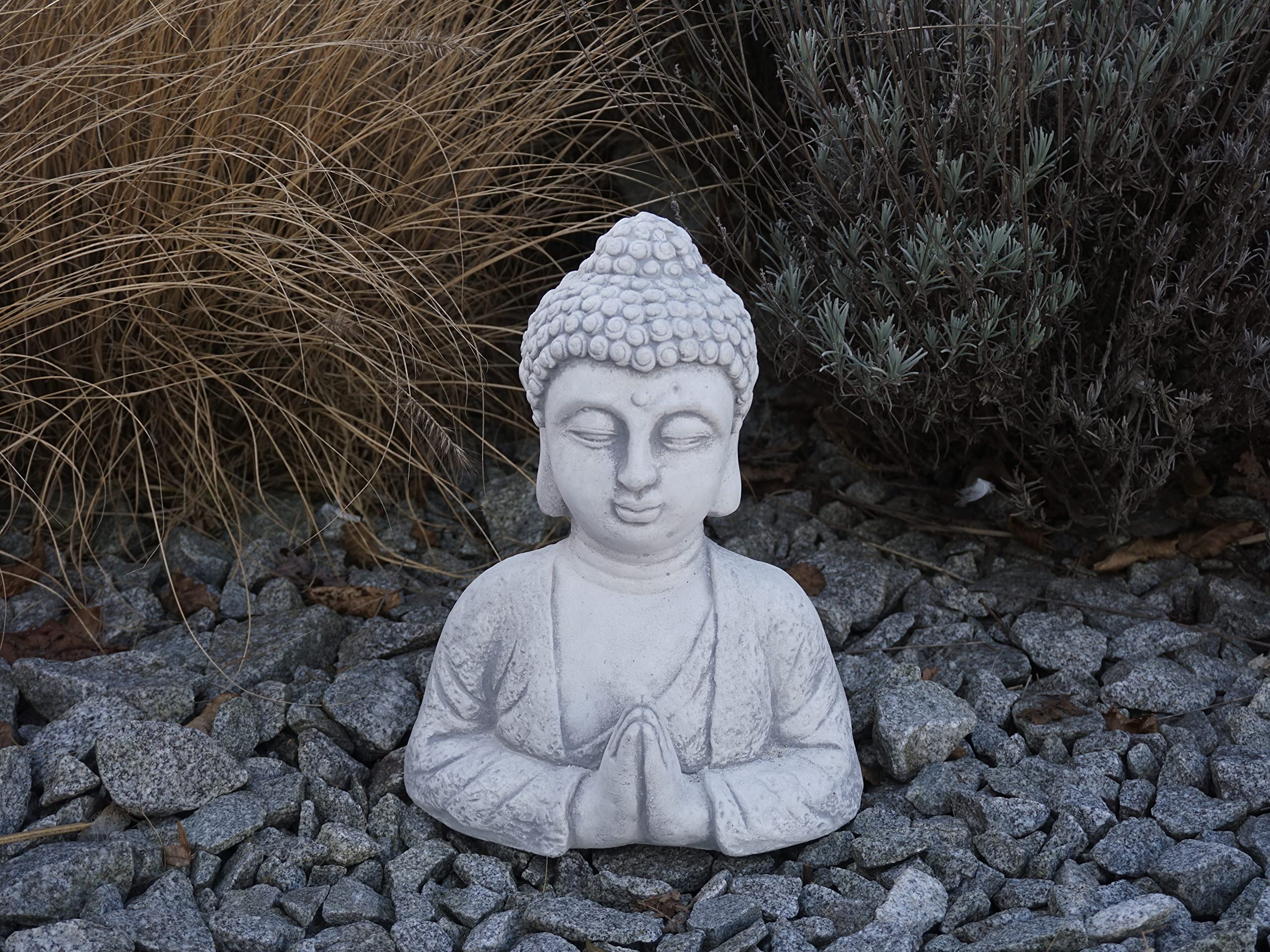 gartendekoparadies.de Statua in pietra massiccia Buddha busto statua in pietra grezza resistente al gelo