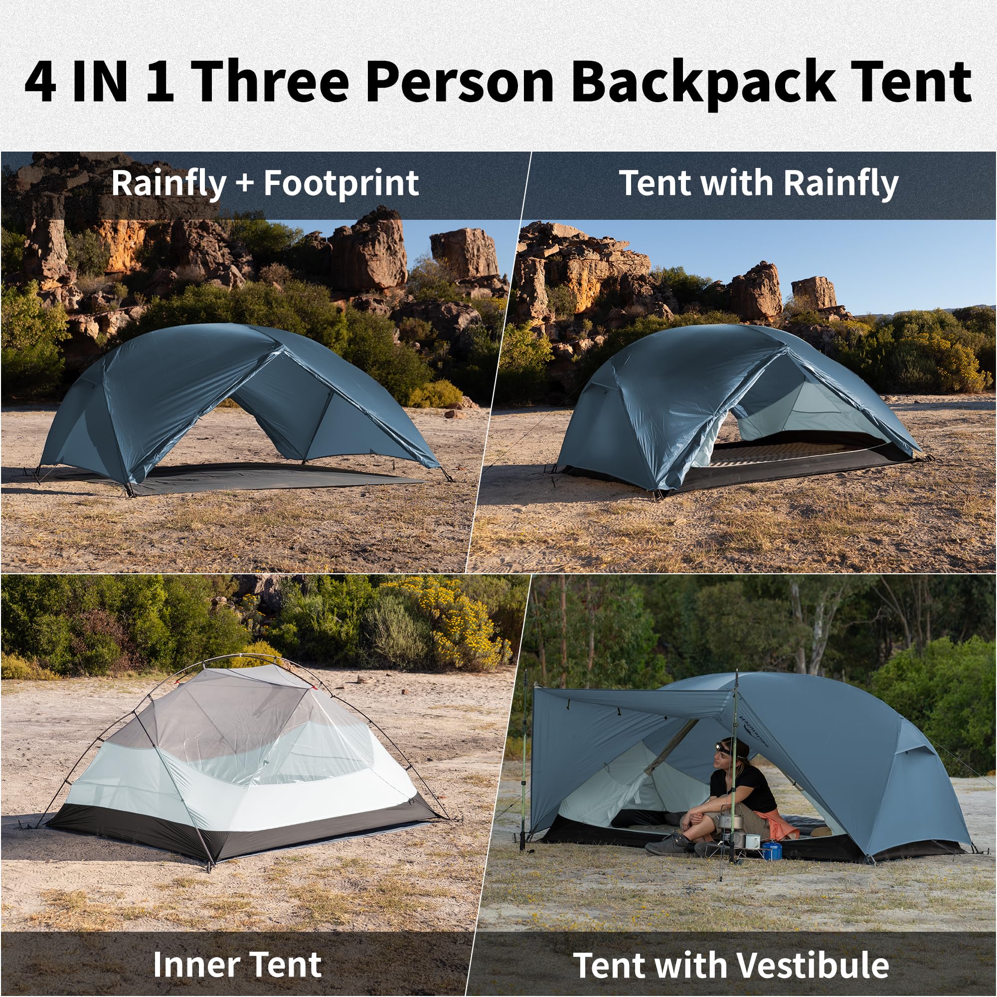 Naturehike Mongar Base Tenda da campeggio 2-3 persone ultraleggera impermeabile trekking