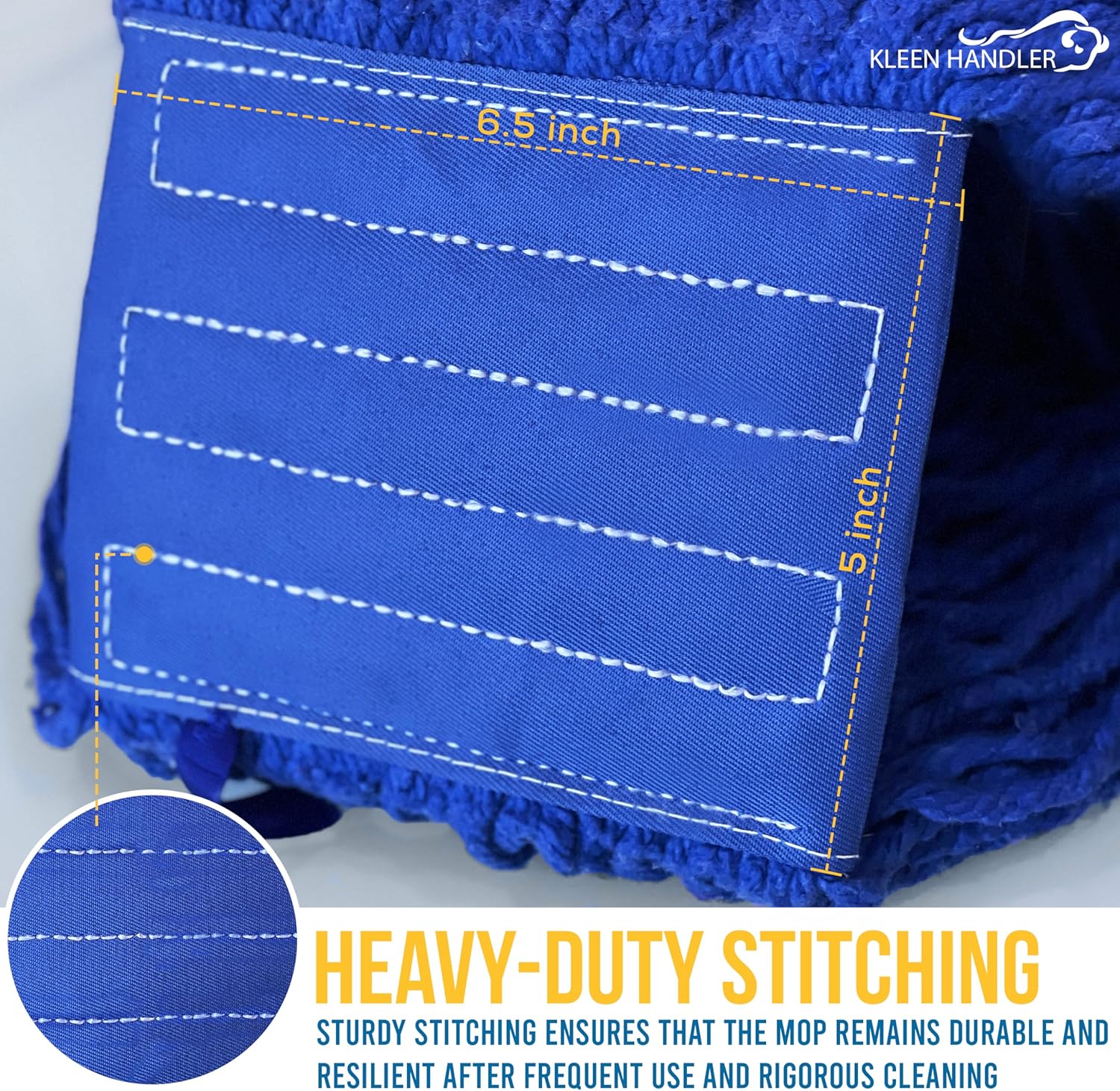 KLEEN HANDLER Blended Loop End Heavy Duty Mop Head Replacement, Wet Mop Refills for Industrial and Commercial Use, Dark Blue, 32 Oz (3-Pack)