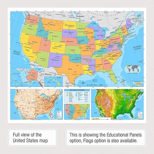 Miniatura 4 de Paquete de mapas laminados primarios para aulas de Estados Unidos y el Mundo  Mapas educativos de pared de 36 x 30 pulgadas  Grados 1 a 5  Colores