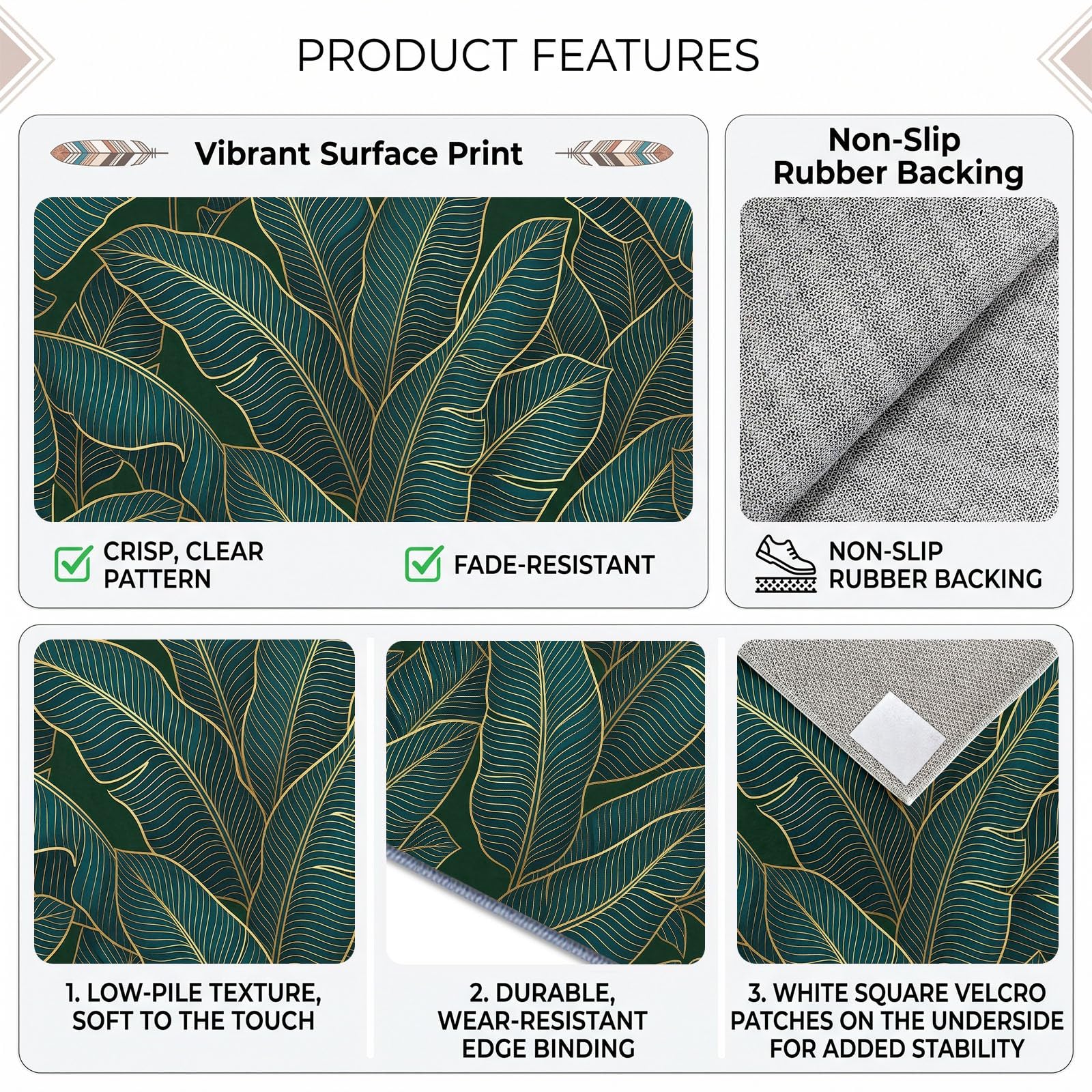 Plantes Feuilles De Bananier Vert Tapis Salon Lavable Grand 120 x 170 cm