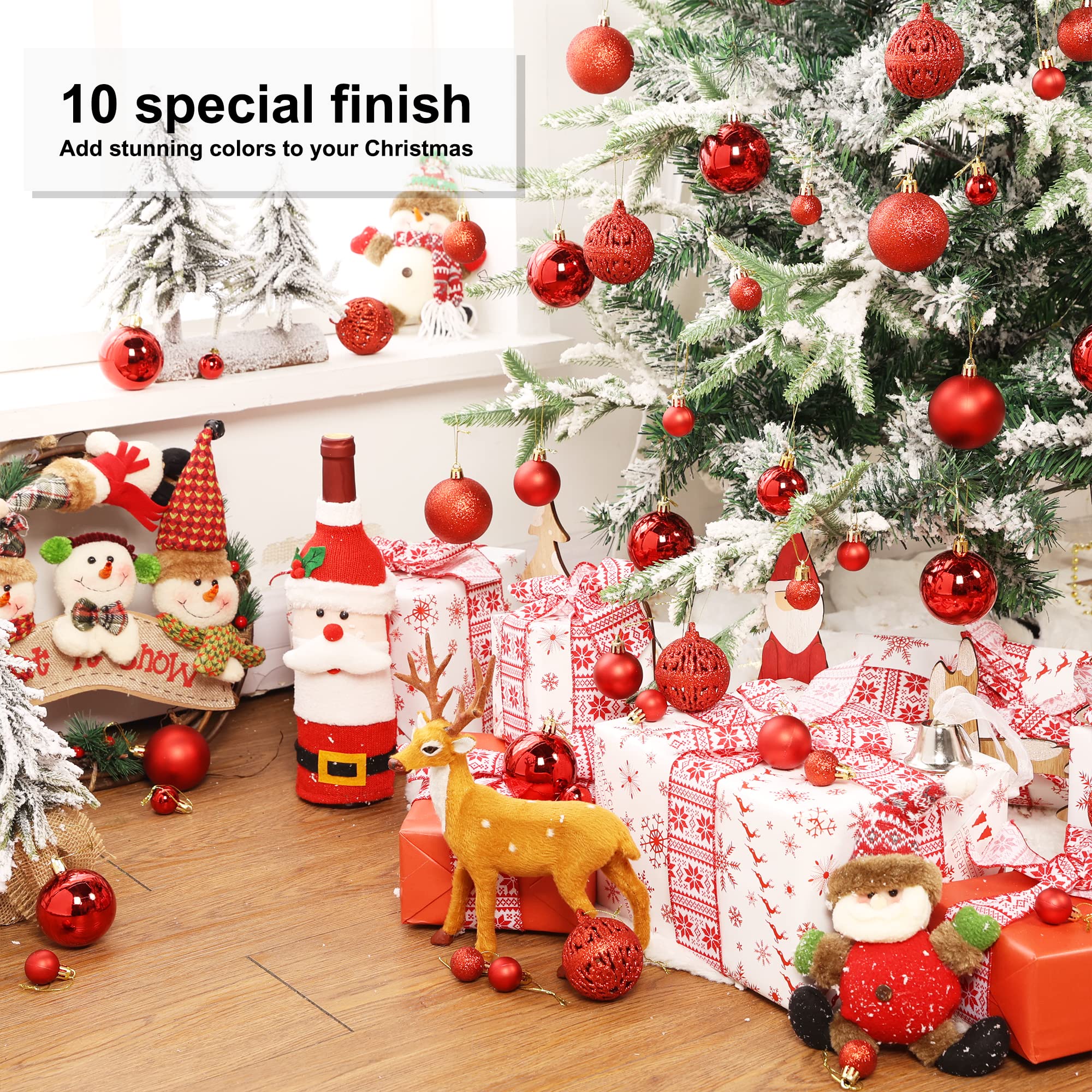 Décoration Noël 100 Boules De Noël Incassables BrizLabs - Rouge, 3-6cm, Mat, Brillant, Pailleté Sapin De Noel Artificiel 210 Cm