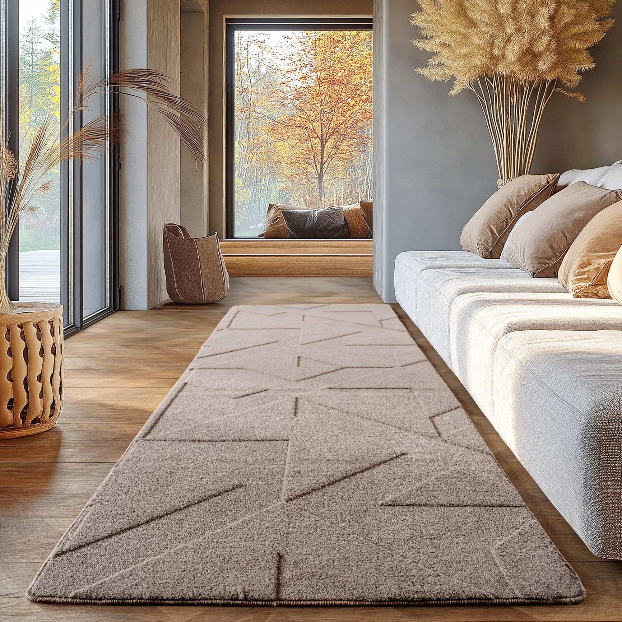 SIMPEX, Tappeto Beige Monocromatico Stile Boho Scandinavo 140x200 cm, Tappeto Decorativo Morbido e Facile da Mantenere, Lavabile, Effetto 3D, Per Soggiorno e Camera da Letto