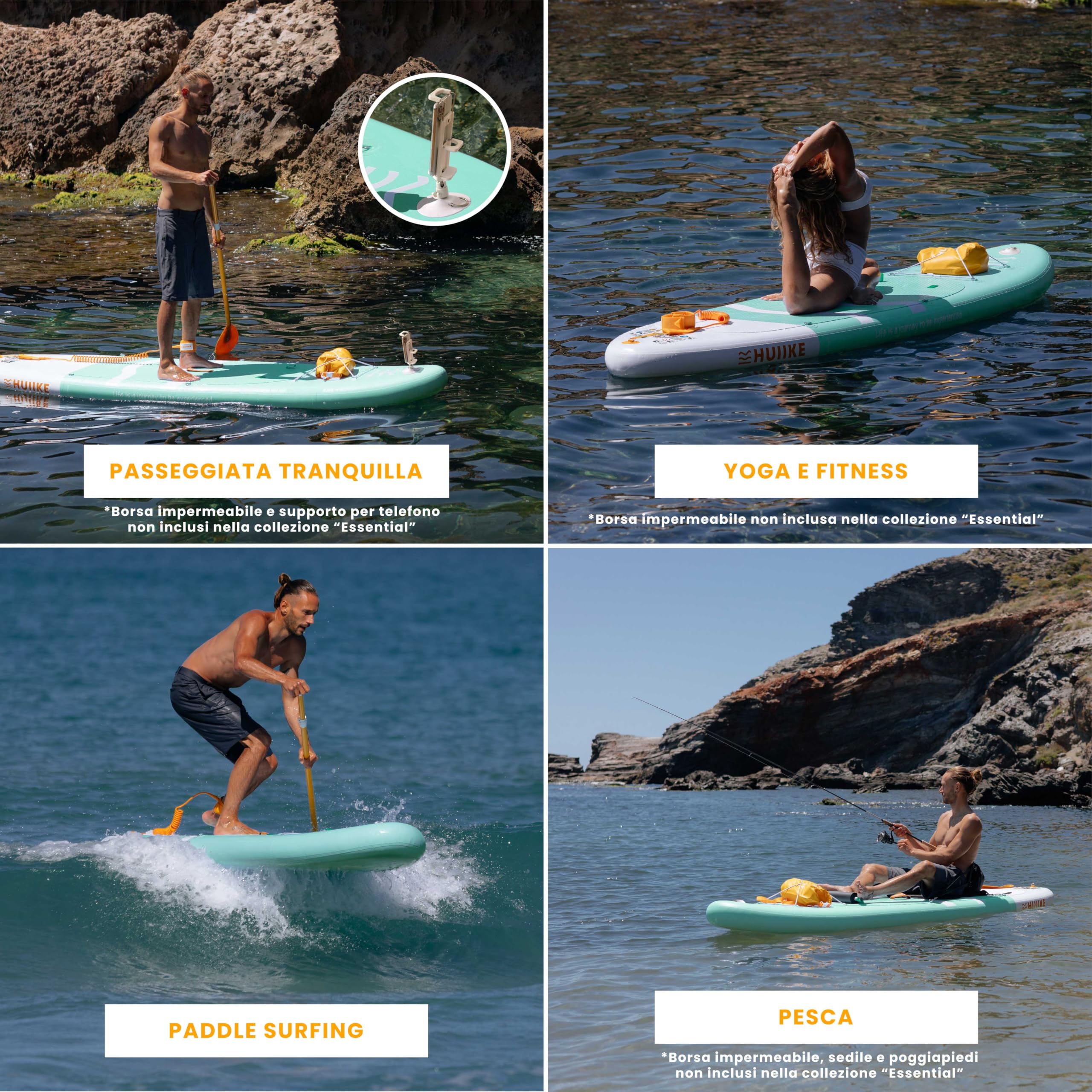Tavola Sup Gonfiabile Adulti con Accessori Premium - HUIIKE | Stand Up Paddle Board Gonfiabile con Grande Stabilità | Tavola da Sup | Tavole Gonfiabili 2 Posti