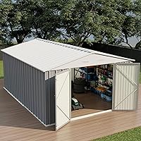 Vista 21 de Devoko Cobertizo metálico de almacenamiento para exteriores, 8 x 10 pies, espacio de almacenamiento al aire libre, cobertizo grande para Gris