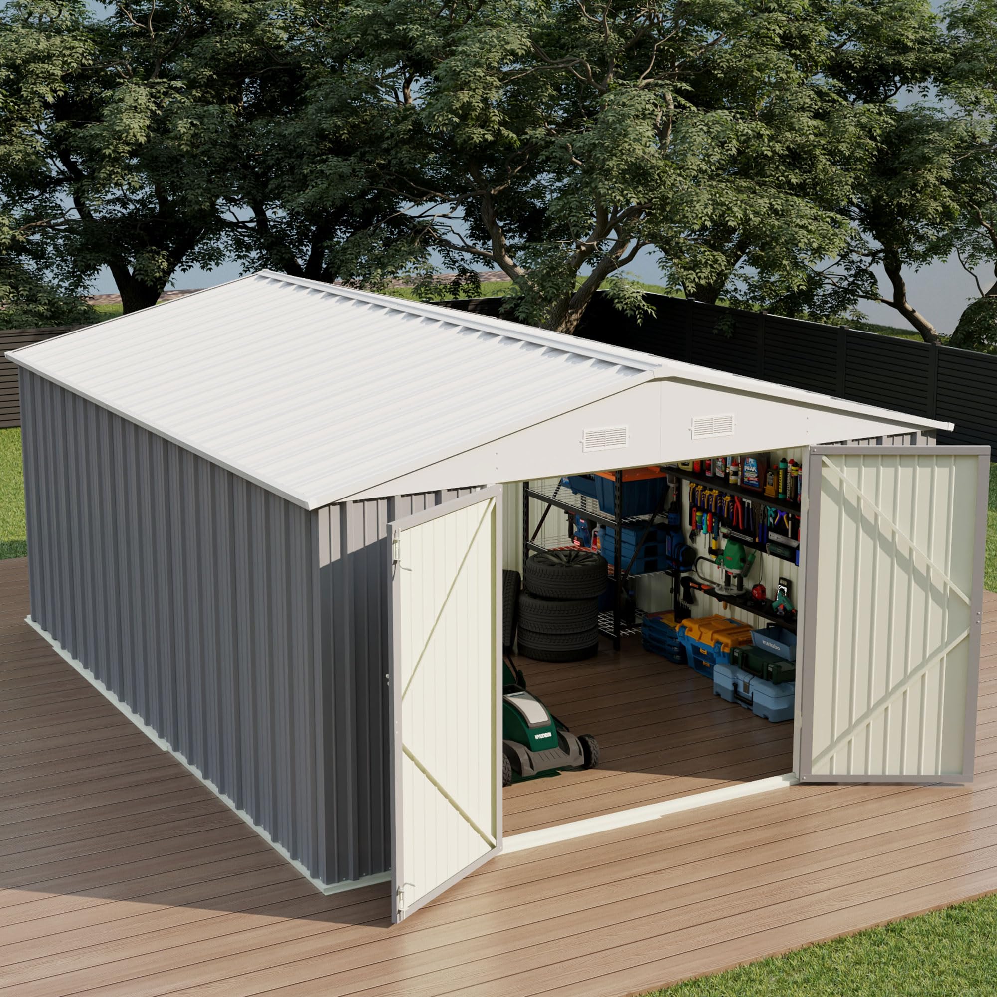 Devoko 10x12 FT Outdoor Storage Shed, Gray