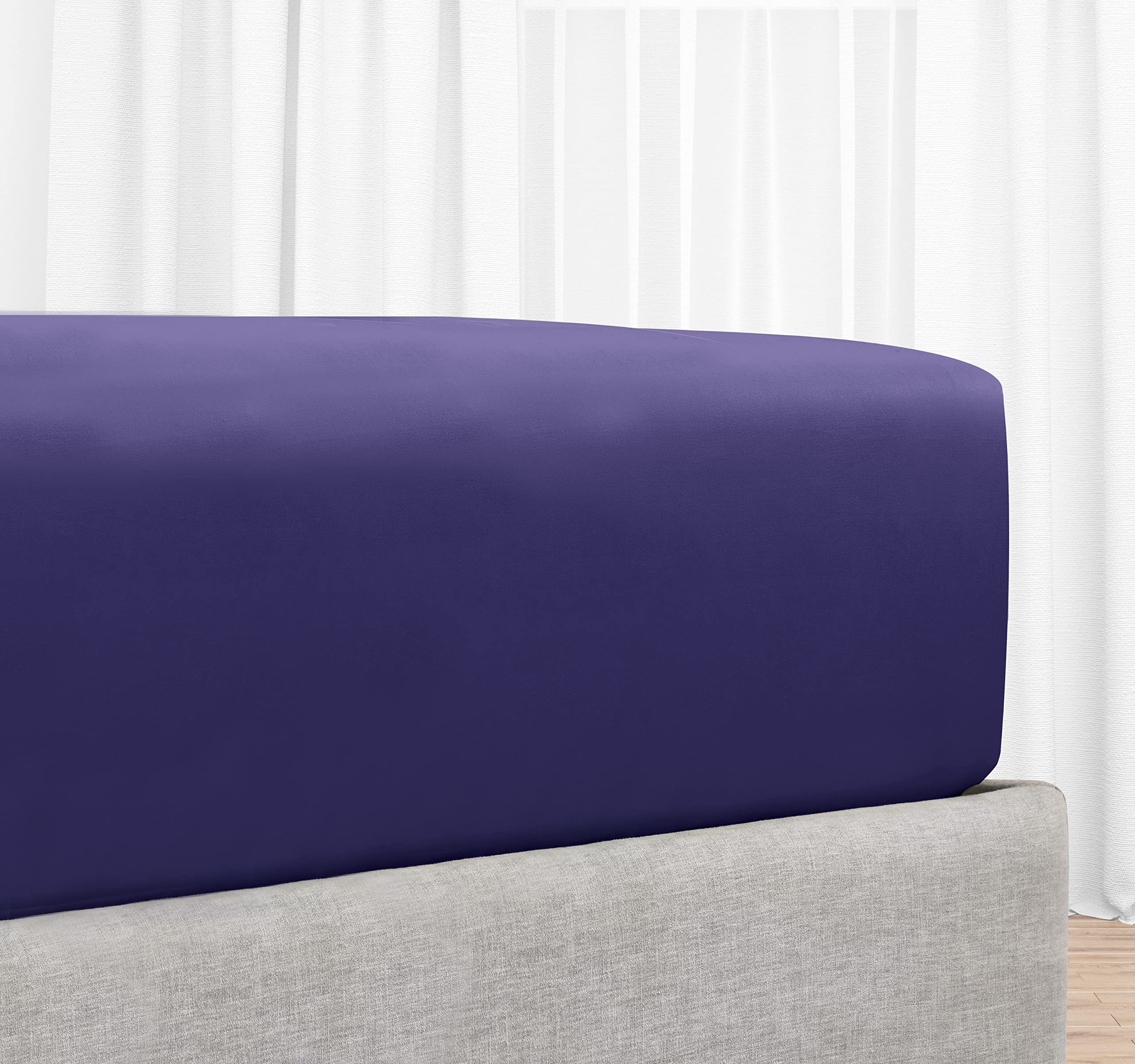 Everyday Soft Sateen Fitted Sheet - Twin XL Dark Purple 100% Sateen Cotton - 400 Thread Count